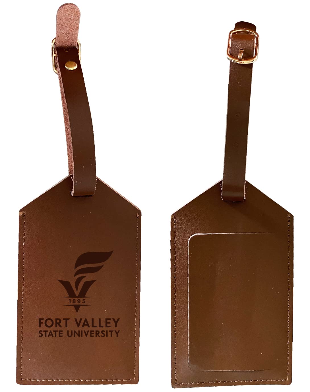 Official Fort Valley State University Leather Luggage Tag - Personalized Engraved College Travel Accessory for Alumni & Fans - Perfect for Suitcases, Backpacks, and Travel Bags