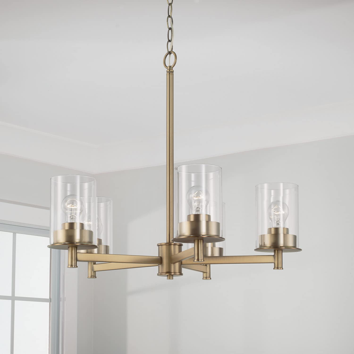 HomePlace Lighting 446851AD-532 Mason Transitional Clear Glass 5-Light Chandelier - 26
