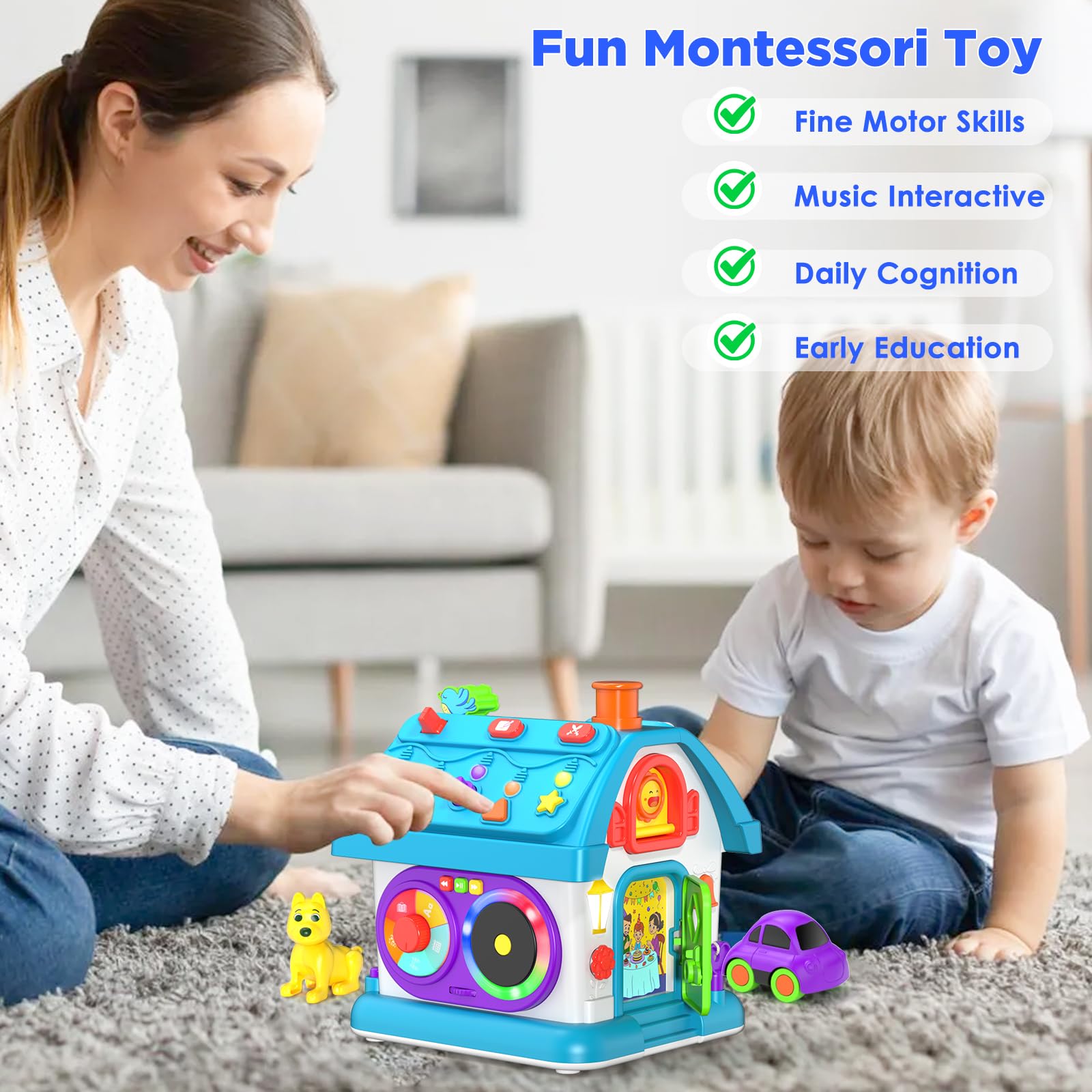 14-in-1 Montessori Educational Toys for 1-2 Year Old Boys & Girls - Musical Learning Baby Toys for 12-18 Months - Perfect First Birthday Gift & Toddler Developmental Toy for Home, Preschool & Travel Play