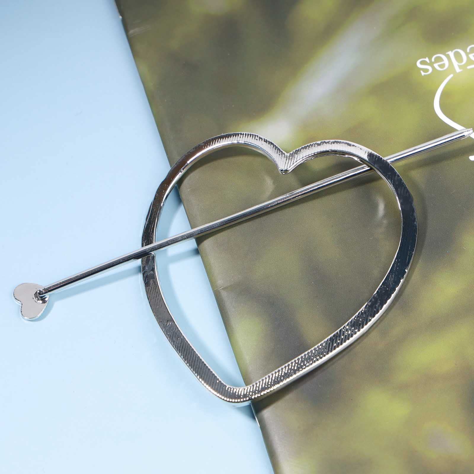 Yheakne Silver Hollow Heart Hair Clip - Large Minimalist Metal Hair Barrette Pin for Women & Girls | Perfect for Weddings, Parties & Everyday Styling