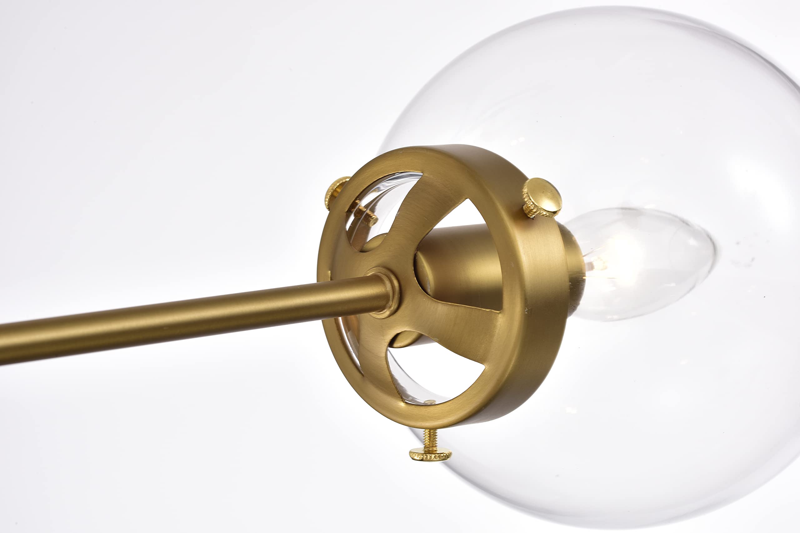 Tiffany Masakee 12-Light Sputnik Chandelier with Clear Glass Globe Shades - Brass & Gold Finish | Modern Dining Room Lighting for Restaurants & Luxury Homes