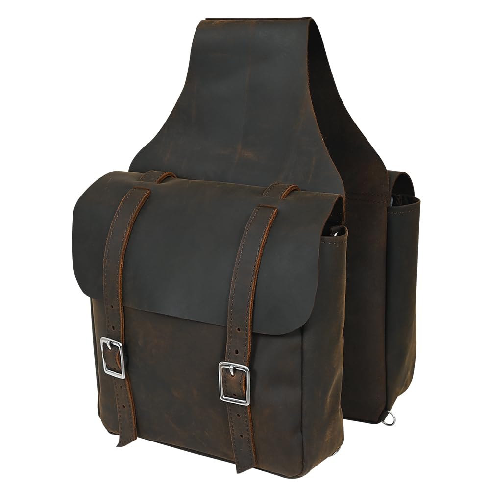 HILASON Genuine Soft Leather Horse Saddle Bag - Western Equestrian Riding Accessory with Adjustable Closure - Perfect for Trail Riding, Horse Shows & Ranch Work (Tan)