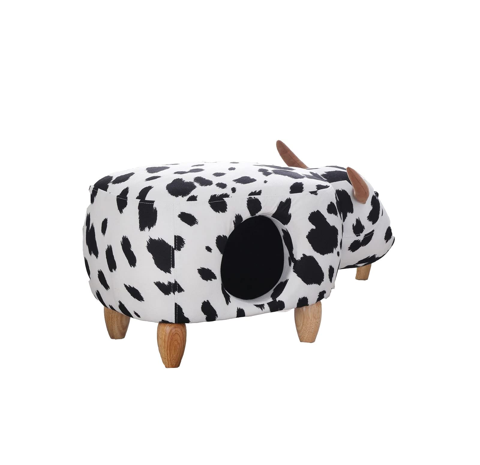 Cute Animal Storage Footstool - Upholstered Wooden Stool & Accent Footrest for Kids - Multi-Purpose Storage Box for Living Room, Bedroom, or Nursery