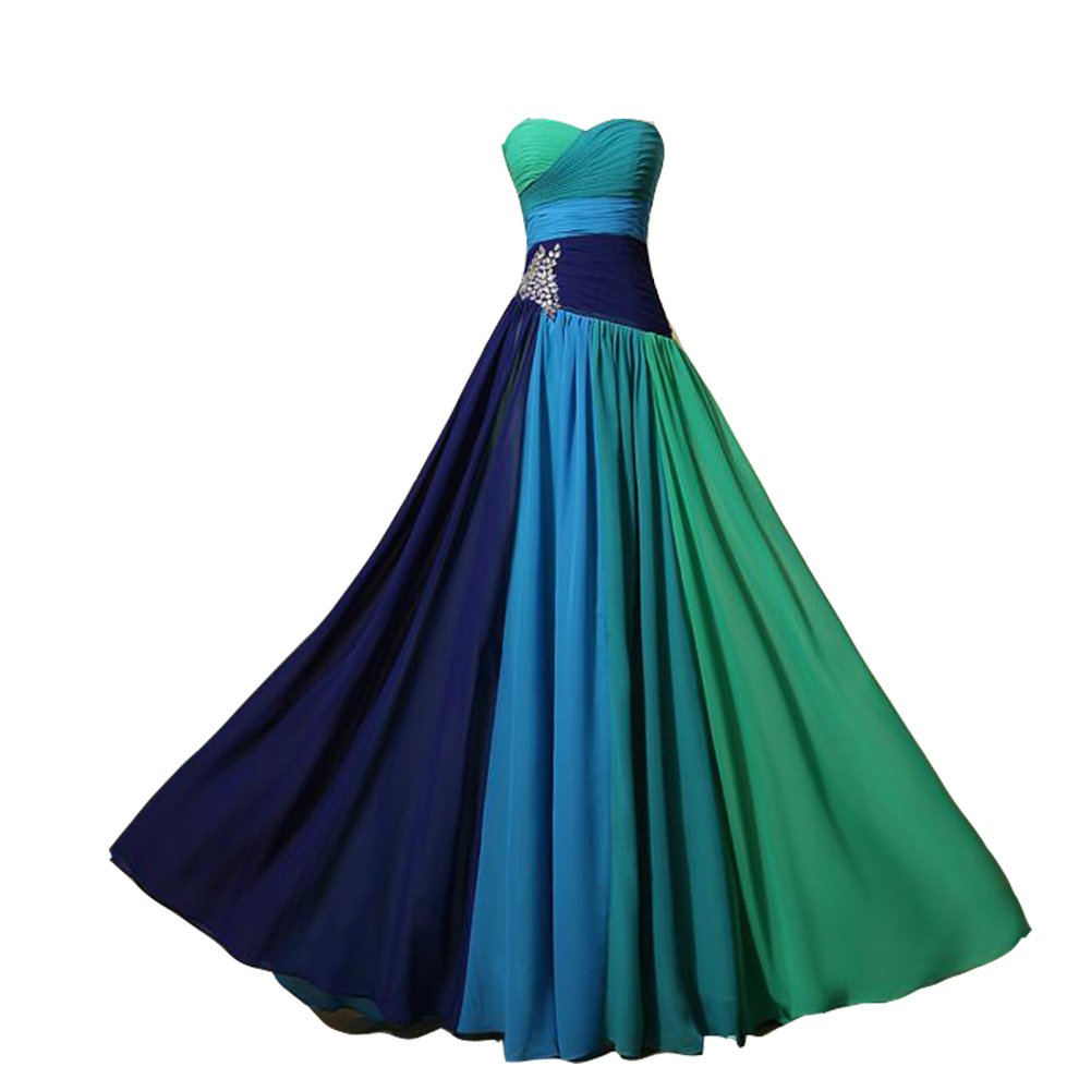 Kivary® Elegant Chiffon Prom Dress with Crystal Details - A-Line Long Evening Gown for Formal Events, Weddings & Special Occasions