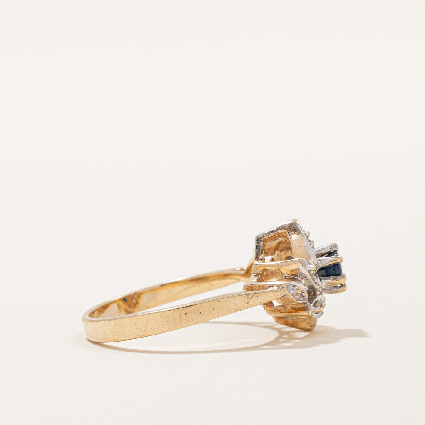 Exquisite 0.16ct Sapphire & 0.04ct Diamond Cluster Ring - Size 6.25 | Elegant Blue Gemstone Jewelry for Women | Perfect for Engagement, Anniversary & Special Occasions