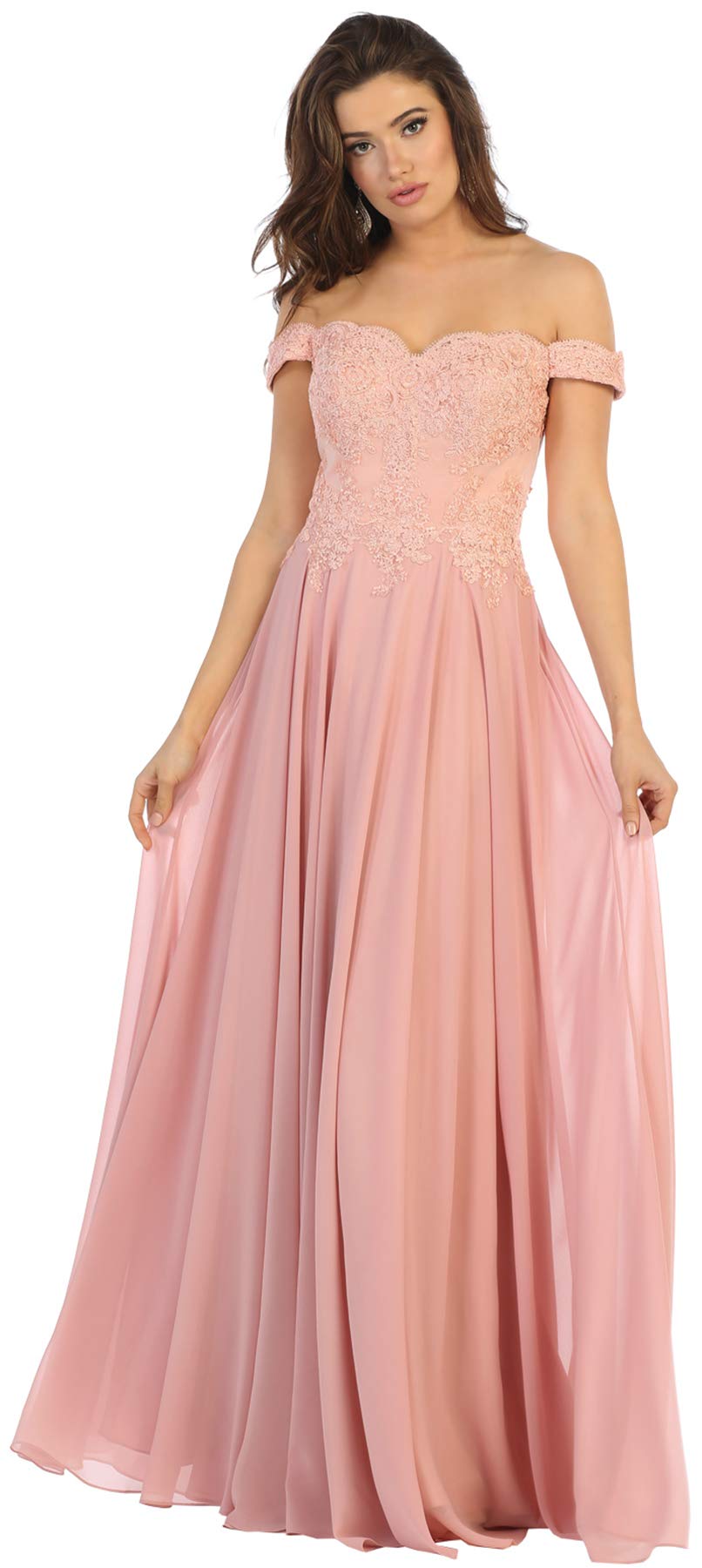 FDS1644 Simple Off The Shoulder Plus Size Dress for Women - Flowy Summer Casual Maxi Dress for Beach, Party & Vacation