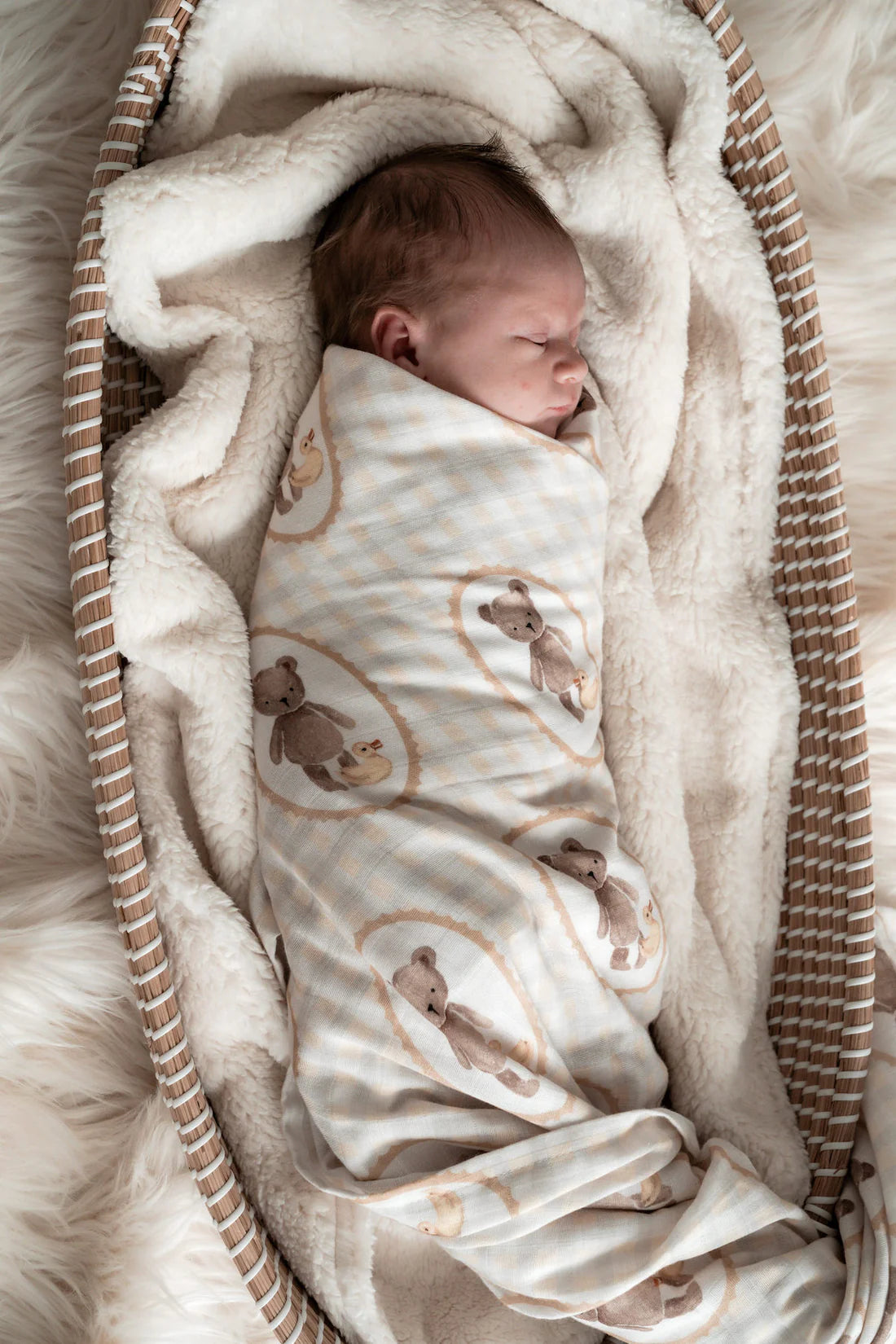 Organic Muslin Swaddle Blanket for Babies - Soft & Breathable Cotton Wrap - Pop Ya Tot Design with Ted and Duck - Perfect for Newborn Swaddling, Nursing Cover & Stroller Blanket
