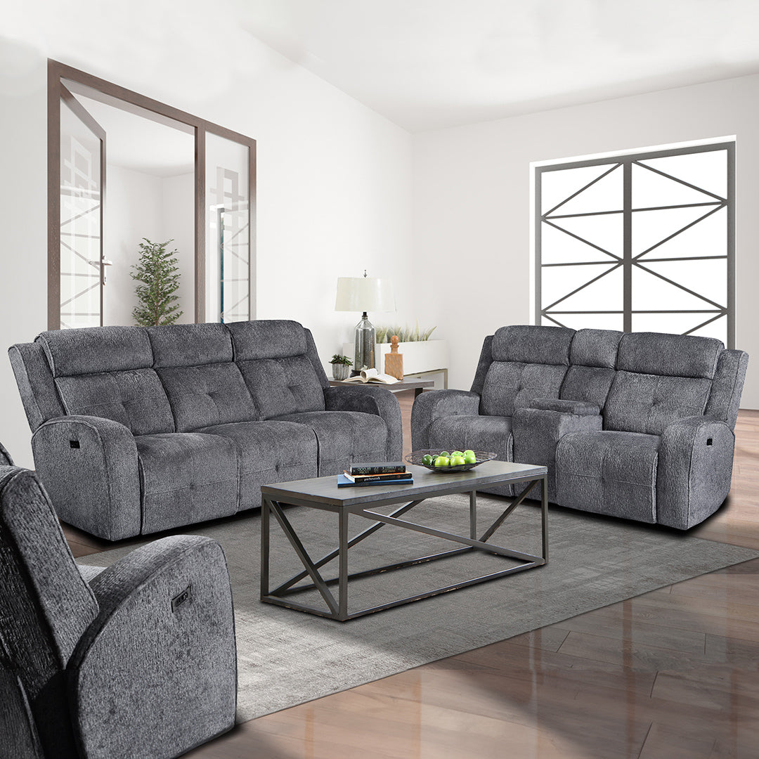 Addison Power Reclining Sofa - 3-Seater Electric Recliner with USB Charging | Modern Living Room Furniture for Home Theater & Family Relaxation