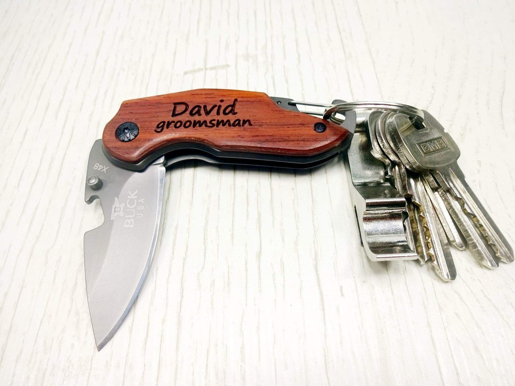 Personalized Pocket Knife Gift for Groomsman, Dad, Husband, Boyfriend - Engraved Custom Knife for Outdoor, Camping & Everyday Carry (EDC)