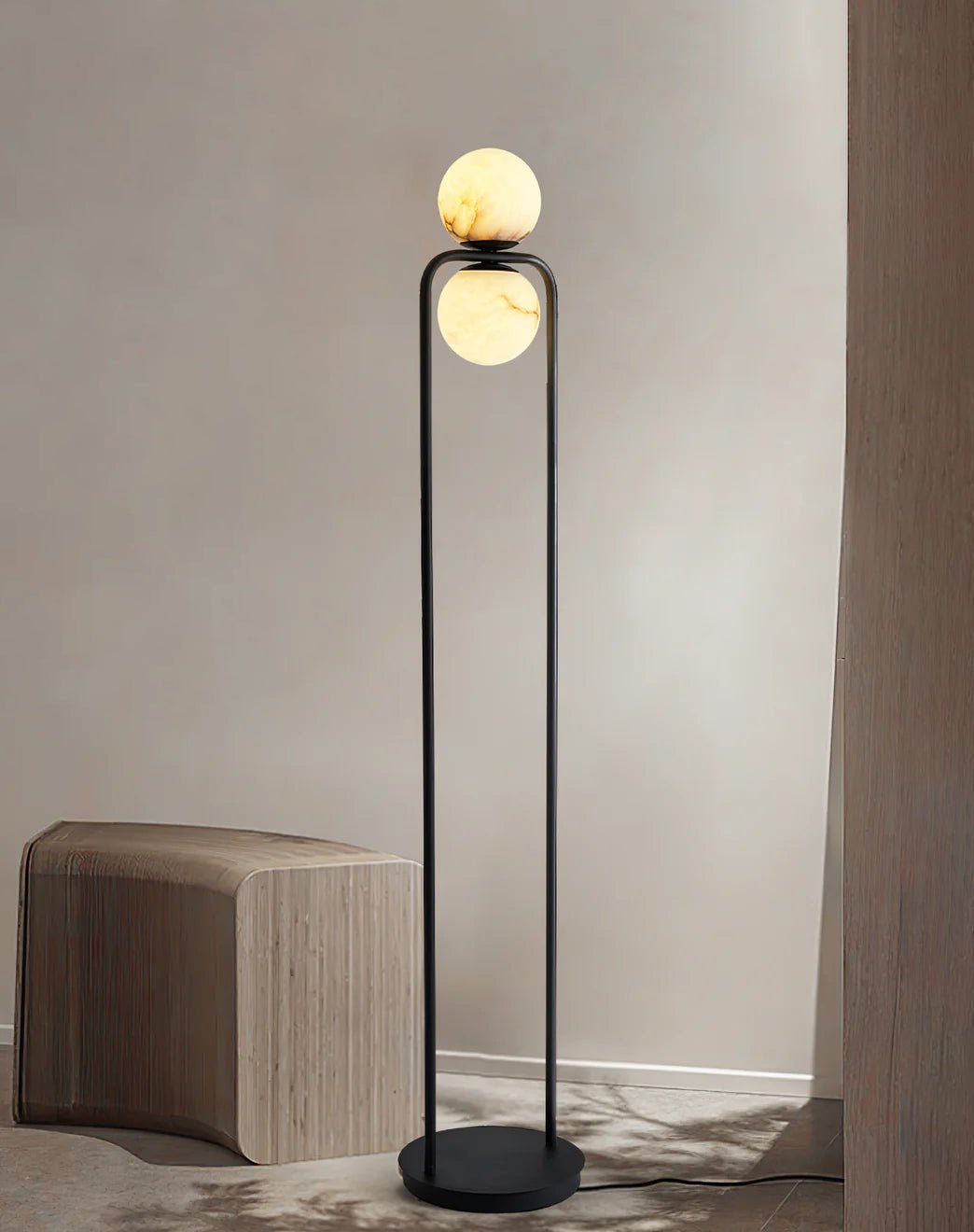Modern Alabaster Tribeca Floor Lamp - Elegant Home Lighting for Living Room, Bedroom & Office - Dimmable LED Light with Adjustable Height