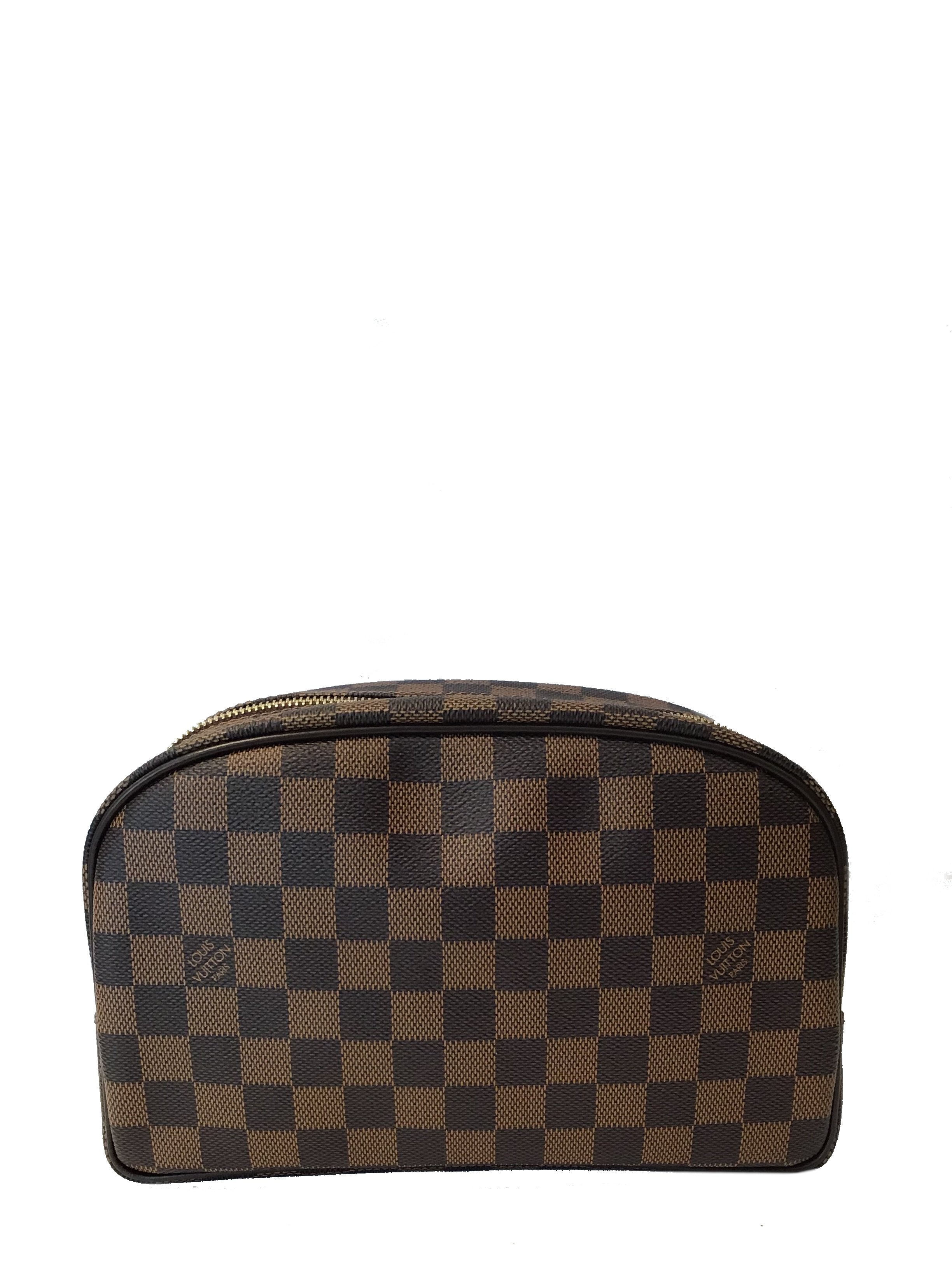 Louis Vuitton Damier Ebene Toiletry Pouch 25 | Travel Cosmetic Bag for Women & Men | Perfect for Makeup, Toiletries & Travel Essentials