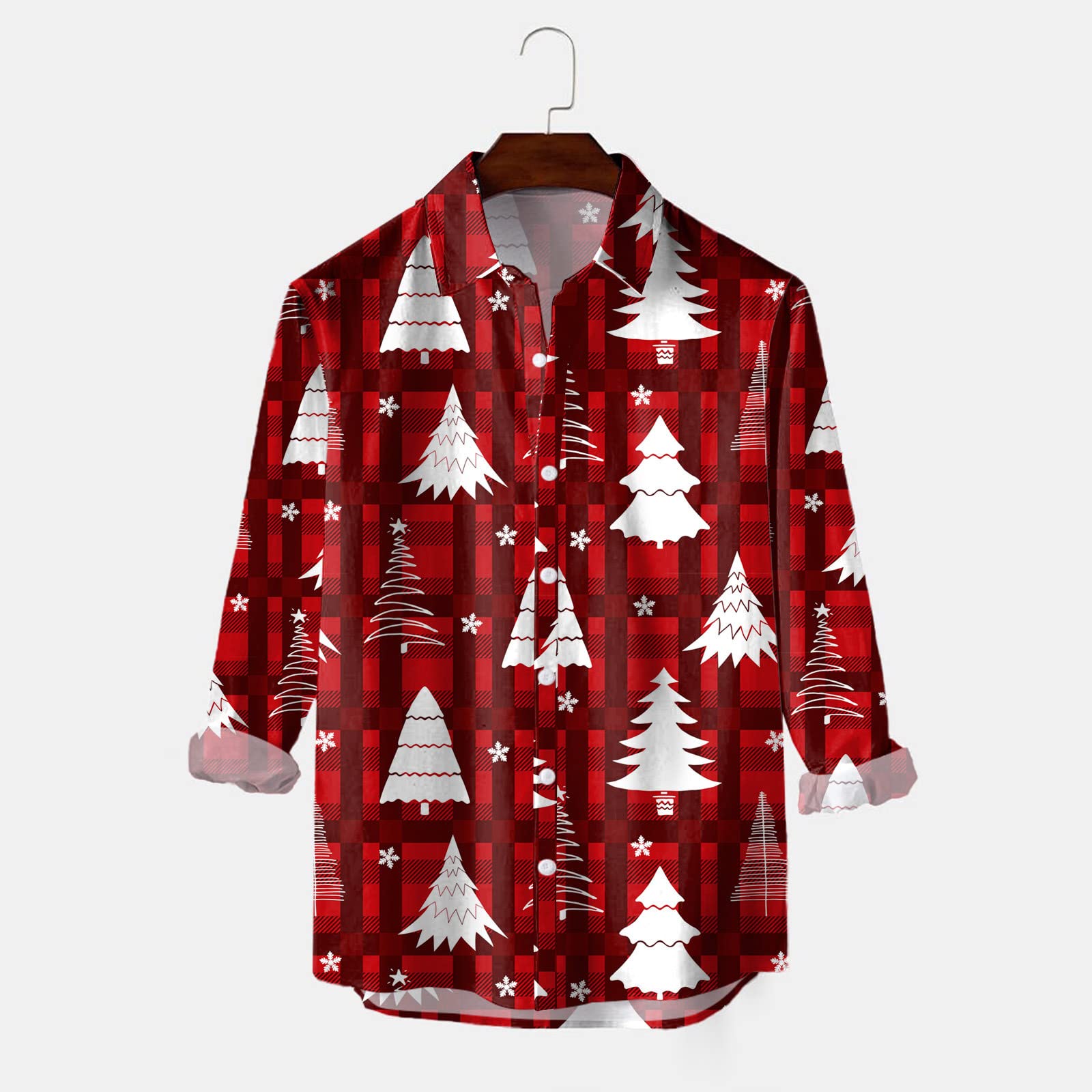 Men's Christmas Dress Shirts - Long Sleeve Button Down Holiday Shirts with Funny Reindeer Print - Perfect for Ugly Sweater Parties, Office Holiday Events & Festive Family Gatherings
