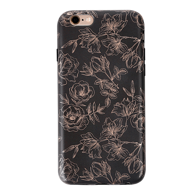 Elegant Floral Rose Gold Chrome iPhone Case - Stylish Protective Cover for iPhone 13/12/11/X - Perfect for Everyday Use, Office & Special Occasions