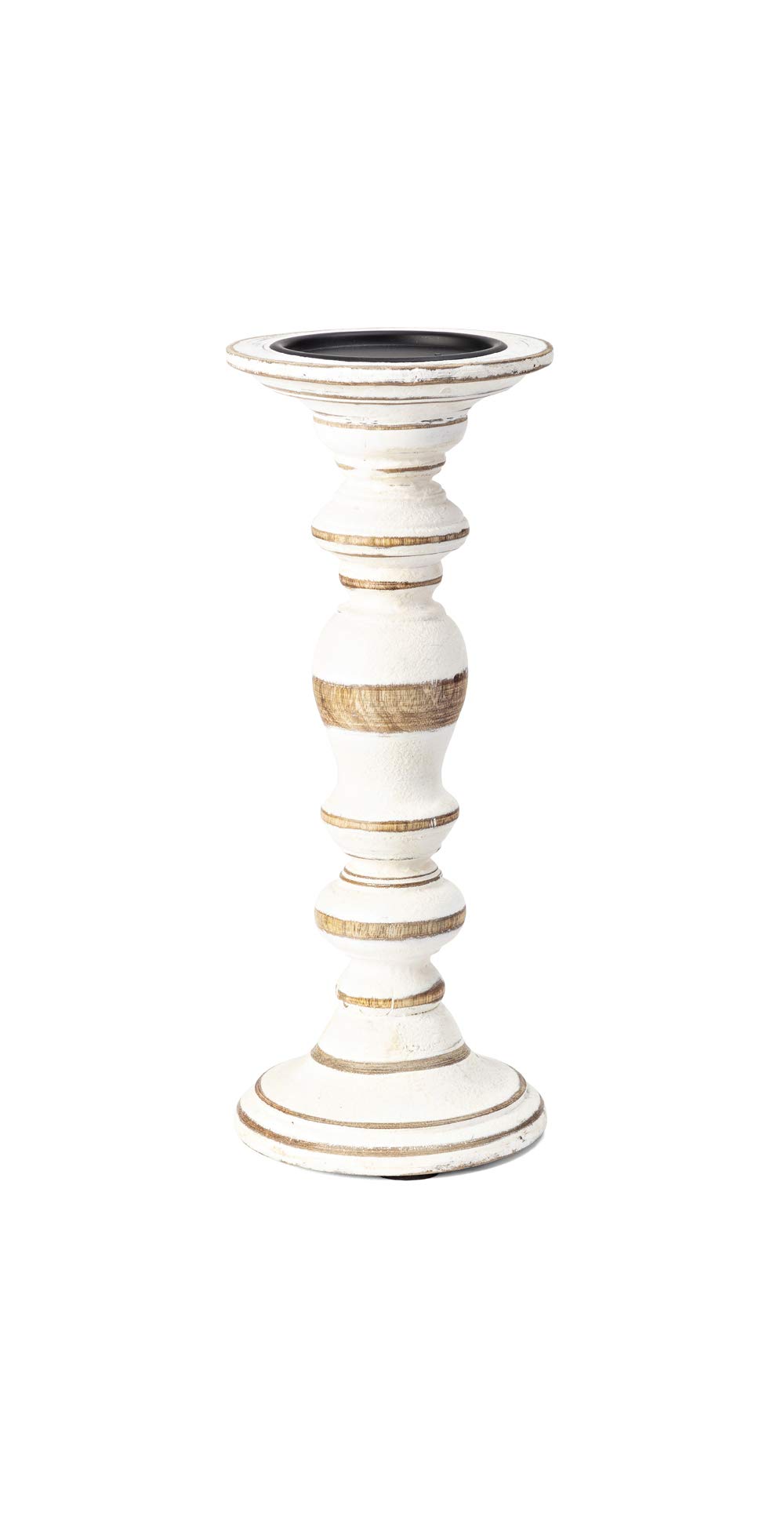 IMAX 5544-5 Set of 5 Mango Wood & Iron Distressed Candle Holders - 3 Inch Pillar Candle Stands - Rustic Home Decor for Dining Table, Wedding Centerpiece & Farmhouse Decor