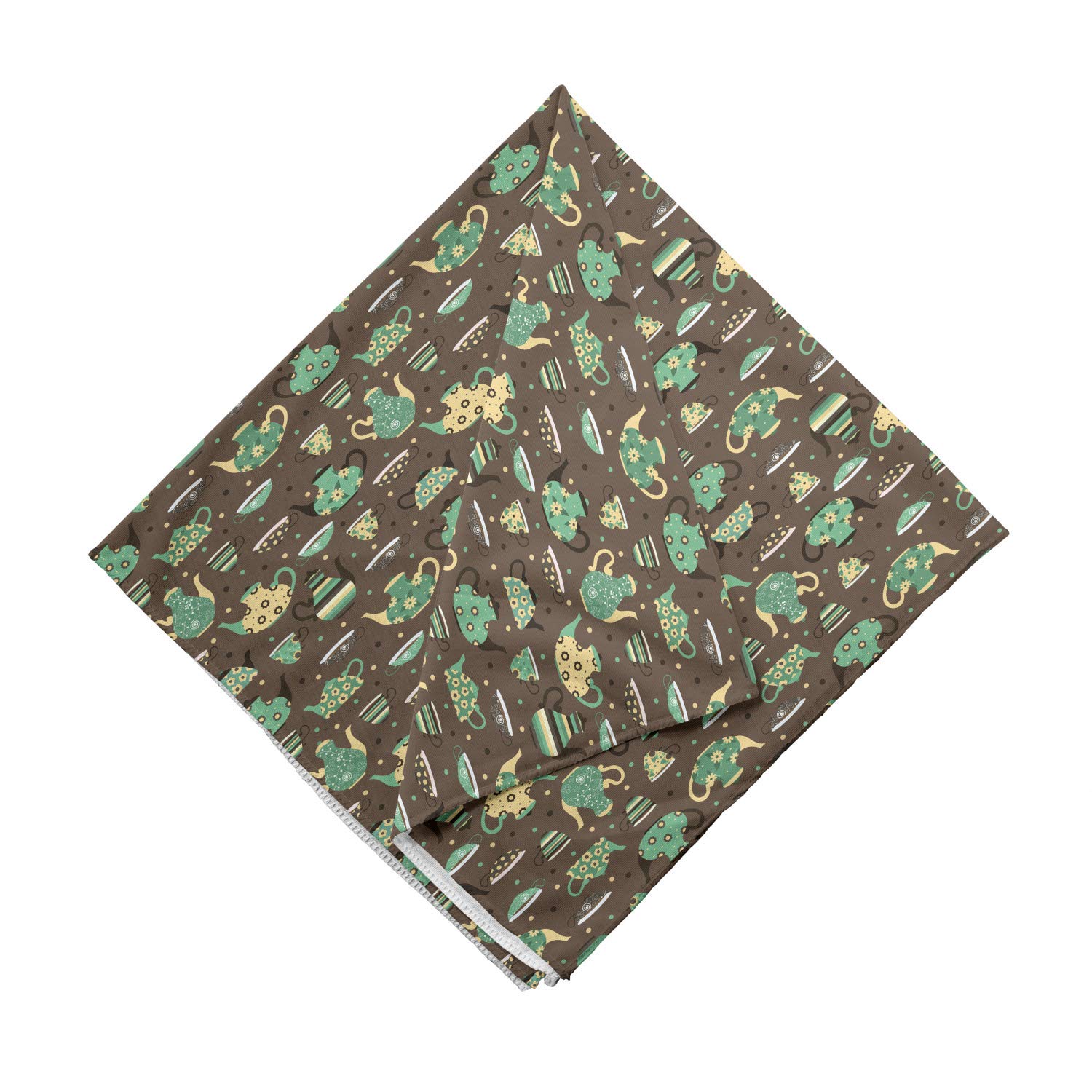 Ambesonne Tea Party Bandana - Stylish Dotted Cups & Pots Design, Unisex Head & Neck Scarf for Women & Men | Perfect for Tea Parties, Festivals & Outdoor Activities