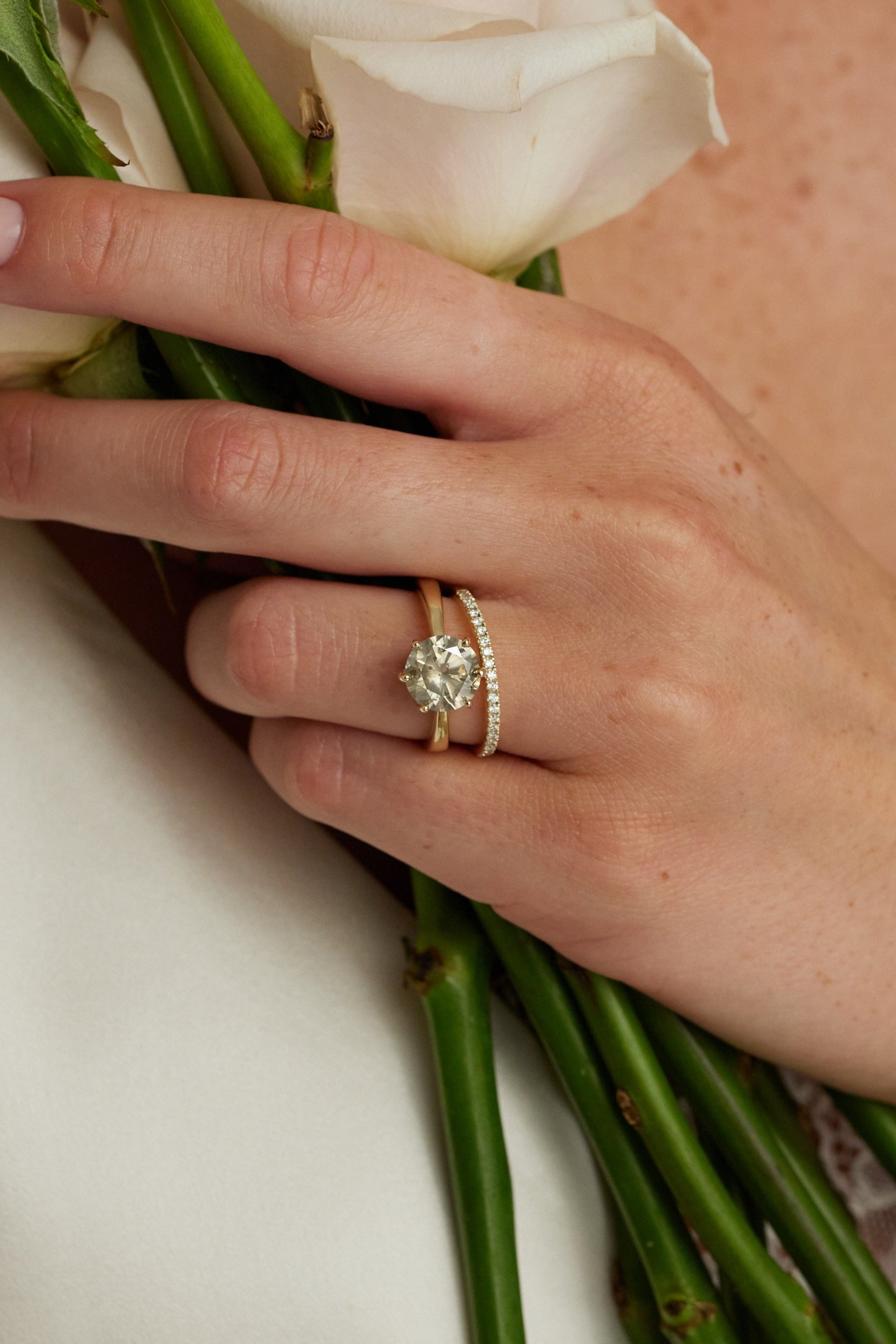 14K Yellow Gold Galaxy Solitaire Ring - Dainty Minimalist Stackable Band for Women - Perfect for Everyday Wear, Anniversary Gifts & Special Occasions