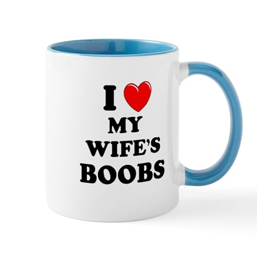 White/Blue Inside - I Heart My Wife's Boobs Mug