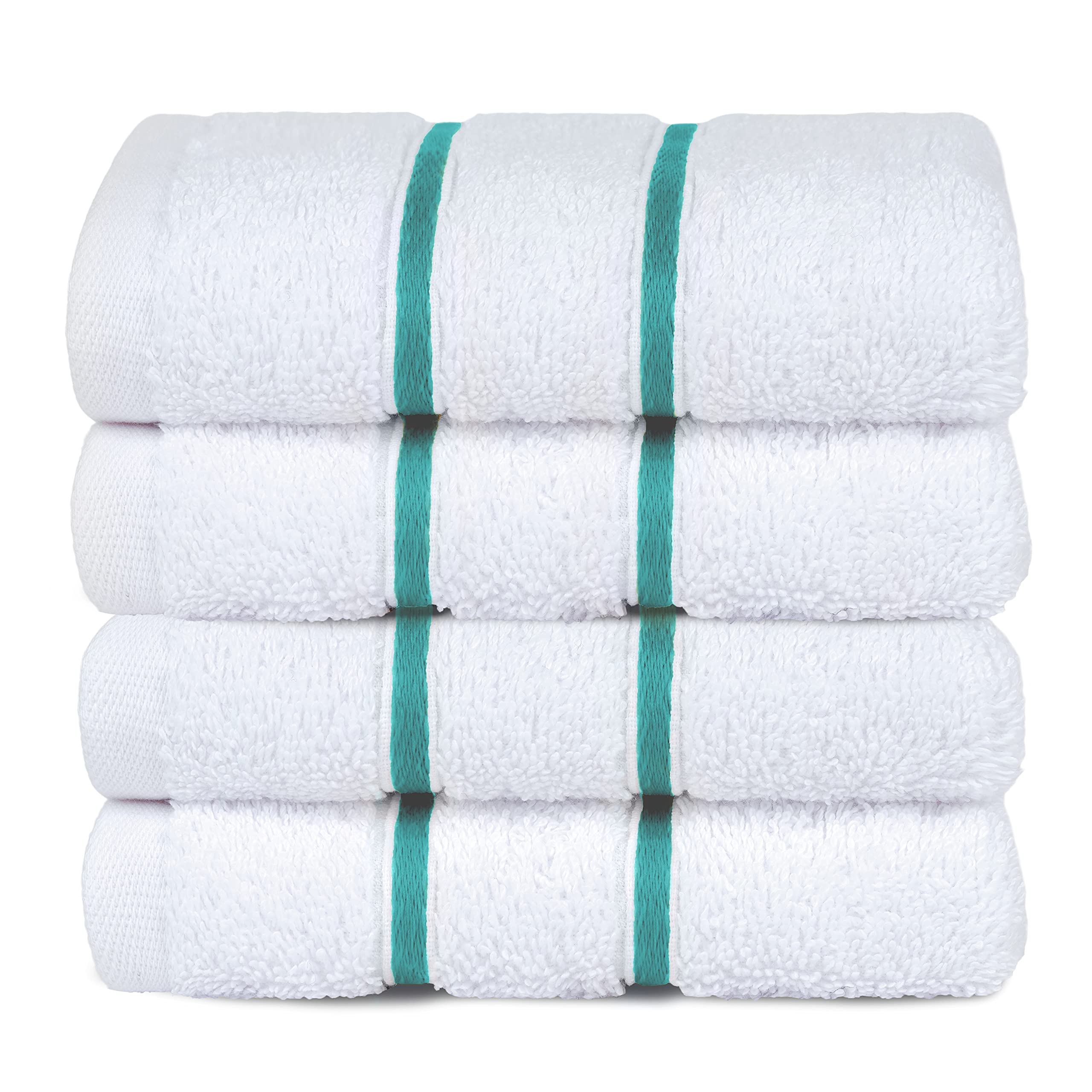 4 Pack Premium White Washcloths - 100% Turkish Cotton Face & Hand Towels for Bathroom, Kitchen & Spa - Soft & Absorbent Small Towels - Perfect for Skincare, Makeup Removal & Gentle Cleansing (Turquoise Blue)