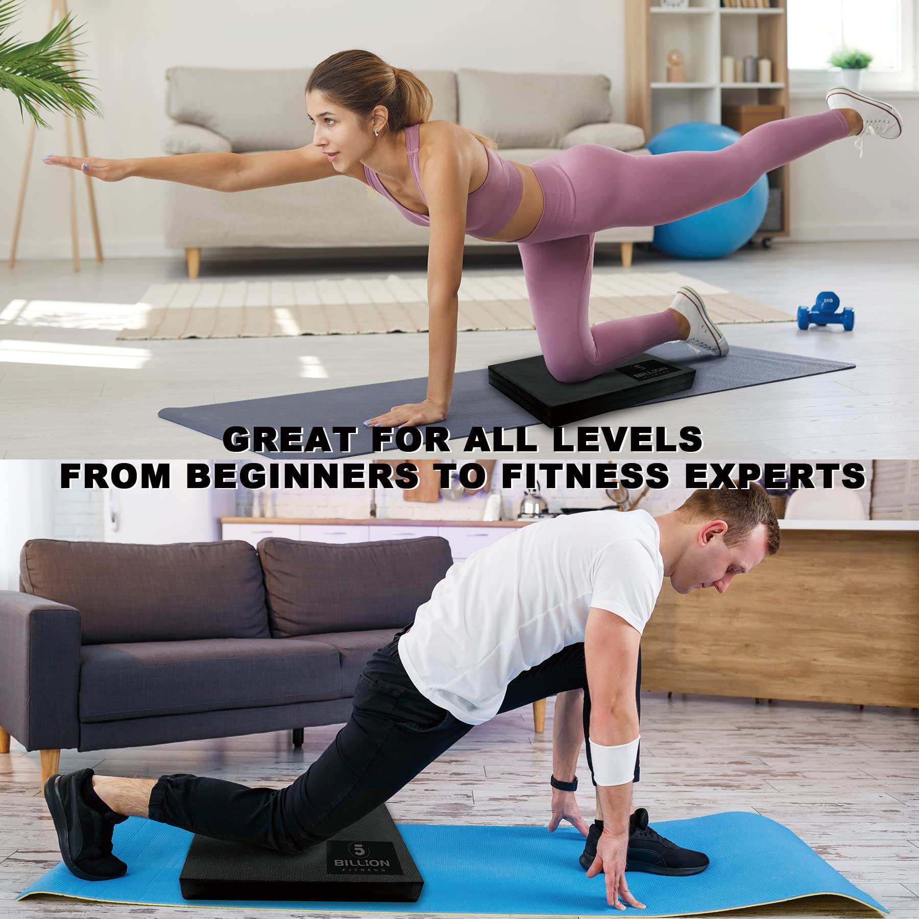 Foam Balance Pad (Large or XL) - 5BILLION Stability Pad for Physical Therapy & Balance Training | Non-Slip Exercise Mat for Yoga, Pilates, Gym Fitness & Knee Protection | Ideal for Home Workouts, Rehabilitation & Core Strengthening
