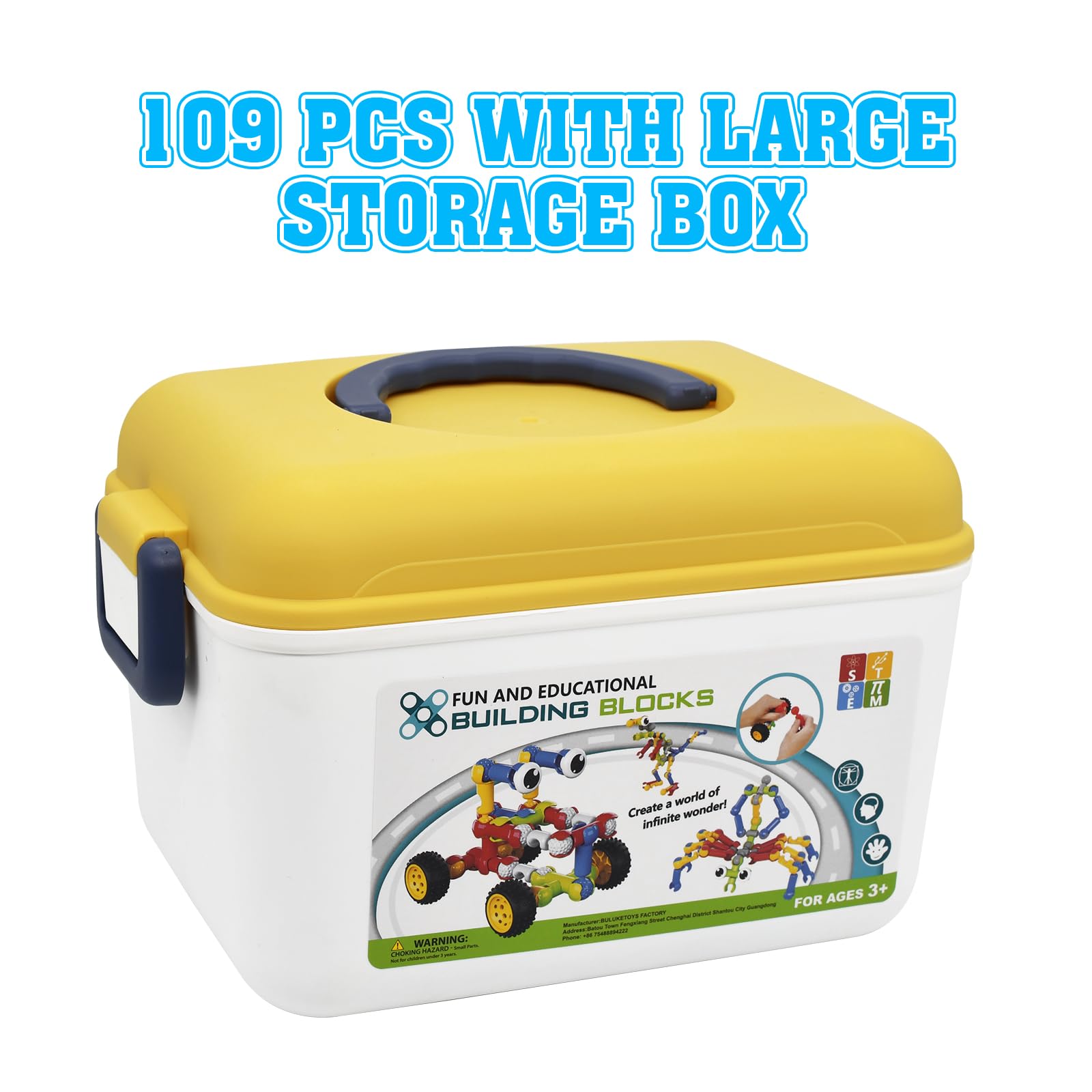 109-Piece STEM Building Blocks for Kids Ages 3-12 | Creative Educational Construction Toys for Boys & Girls | Perfect Christmas & Birthday Gifts | Classroom Learning & Home Play Activities