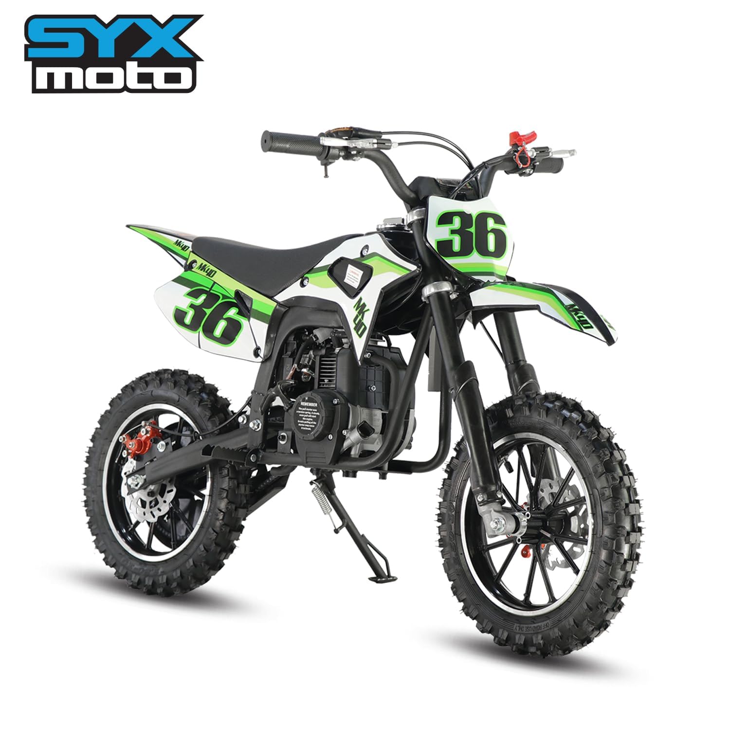 SYX MOTO 40cc Mini Dirt Bike for Kids Ages 8-12 | 4-Stroke Gas Powered Off-Road Pit Bike | 19 MPH Max Speed with Pull Start & 10'' Wheels | EPA Approved | Green | Perfect for Backyard Racing & Trail Adventures