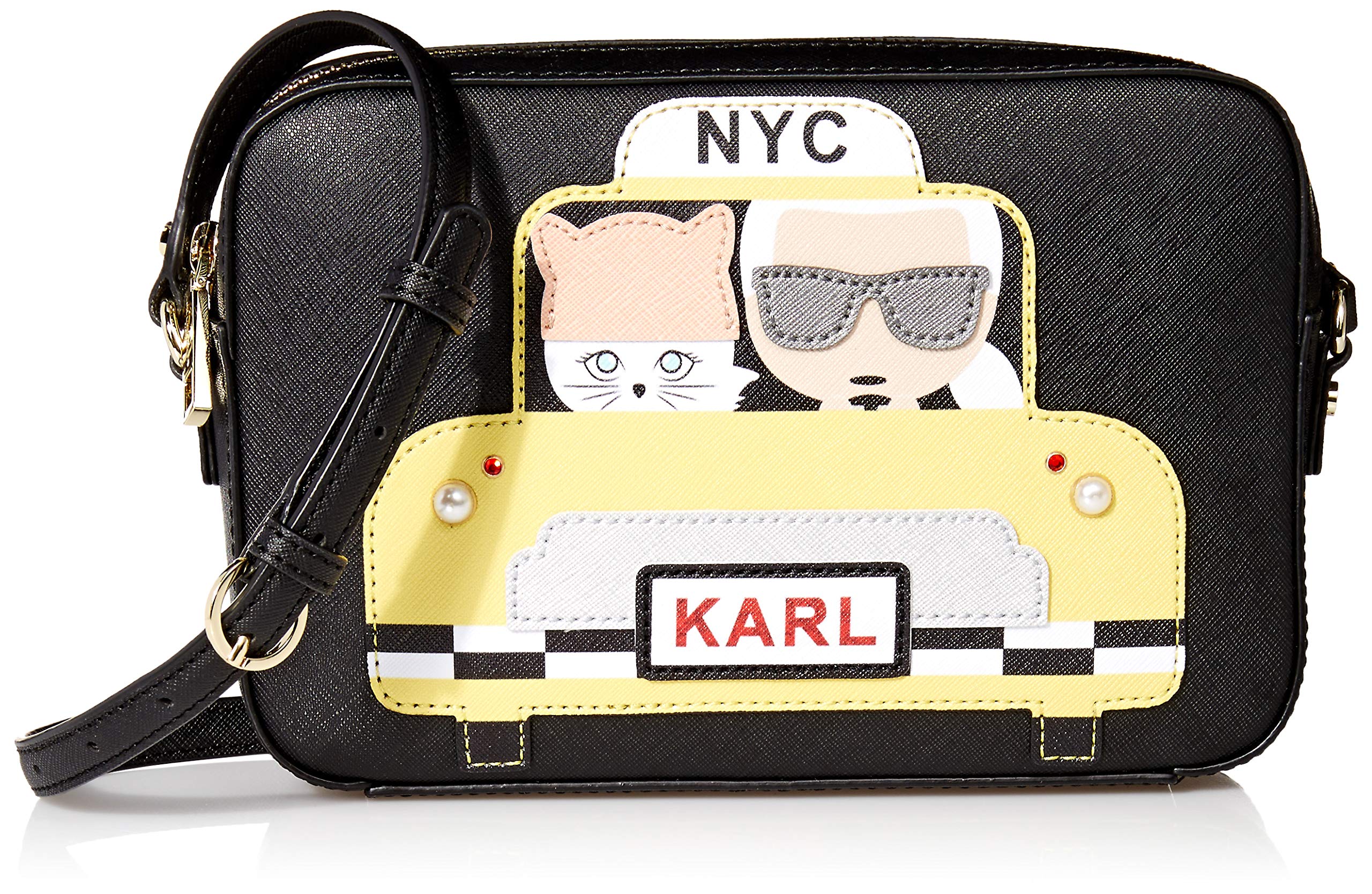 KARL LAGERFELD Paris Maybelle Graphic Print Camera Crossbody Bag for Women - Stylish Shoulder Purse for Travel, Shopping & Everyday Use