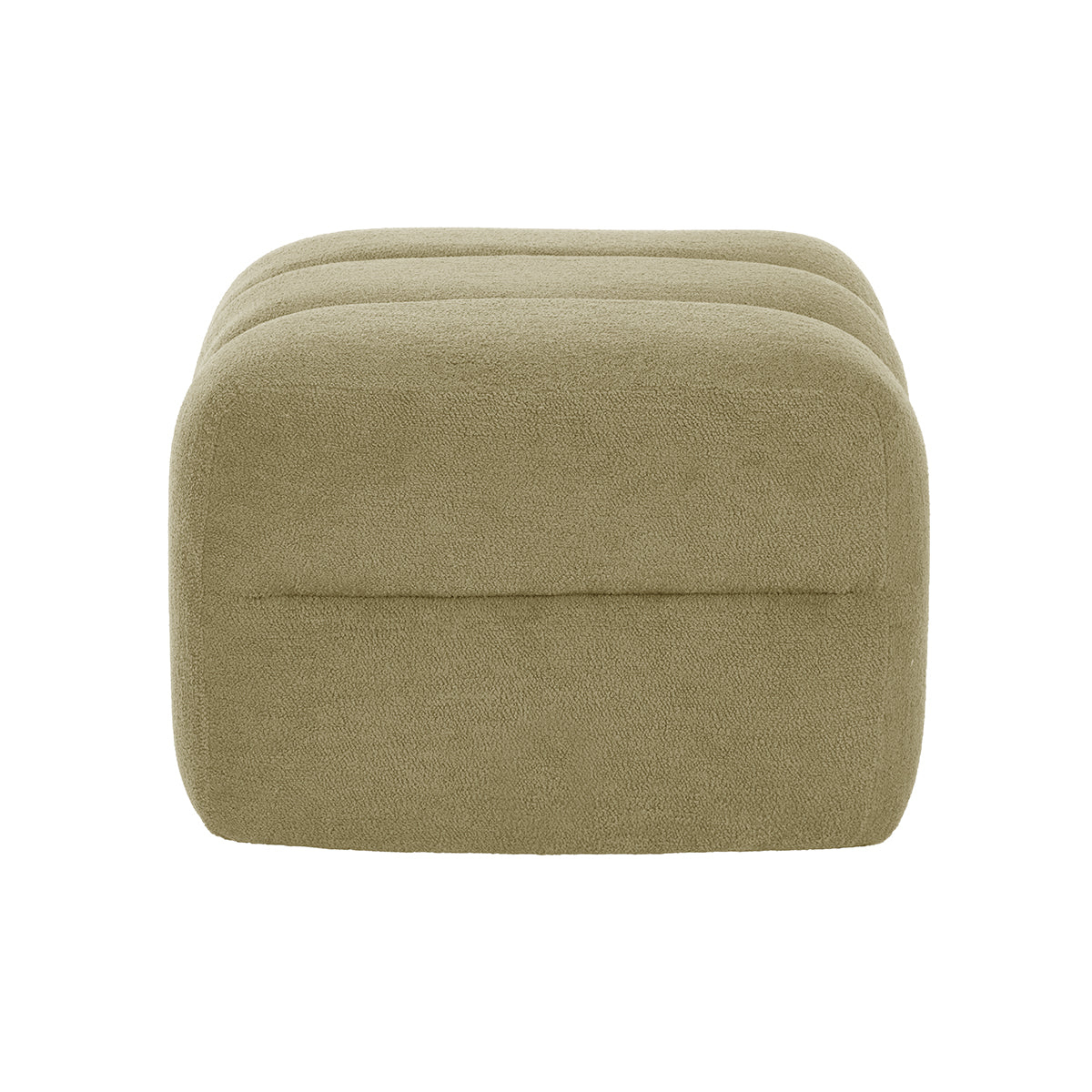 Amelia Boucle Ottoman Stool - Round Tufted Footrest Pouf with Storage, Modern Accent Chair for Living Room, Bedroom & Nursery - Soft Velvet Fabric, Neutral Beige Home Decor