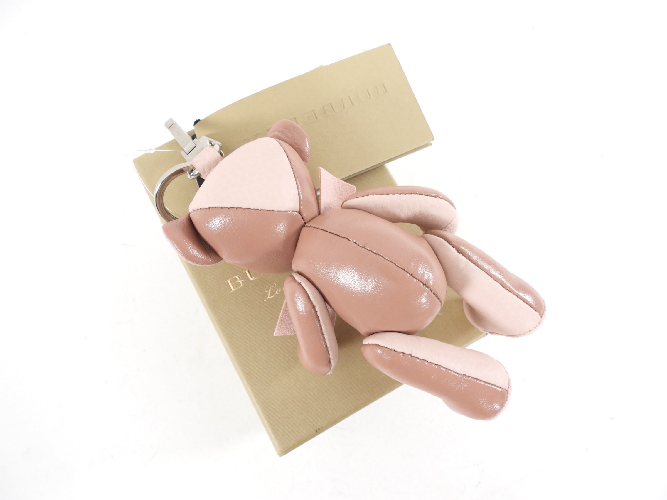 Burberry Thomas Quarz Pink Leather Teddy Bear Bag Charm - Luxury Designer Keychain for Handbags & Backpacks - Perfect Gift for Women & Fashion Accessories
