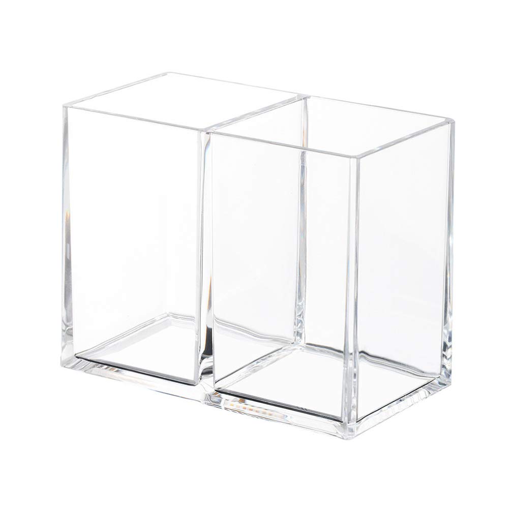 Clear Acrylic Makeup Brush Holder Organizer - 3 Slot Cosmetic Brush Storage for Brushes, Nail Polishes & Lipsticks | Desktop Display Stand for Vanity, Bathroom & Salon Use