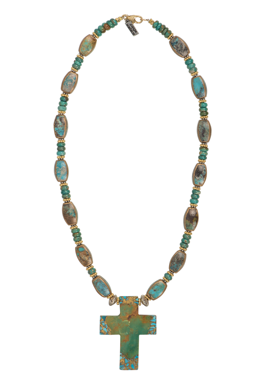 Paige Wallace Solid Turquoise Cross Necklace - Elegant Religious Jewelry for Women, Perfect for Church, Weddings & Everyday Wear