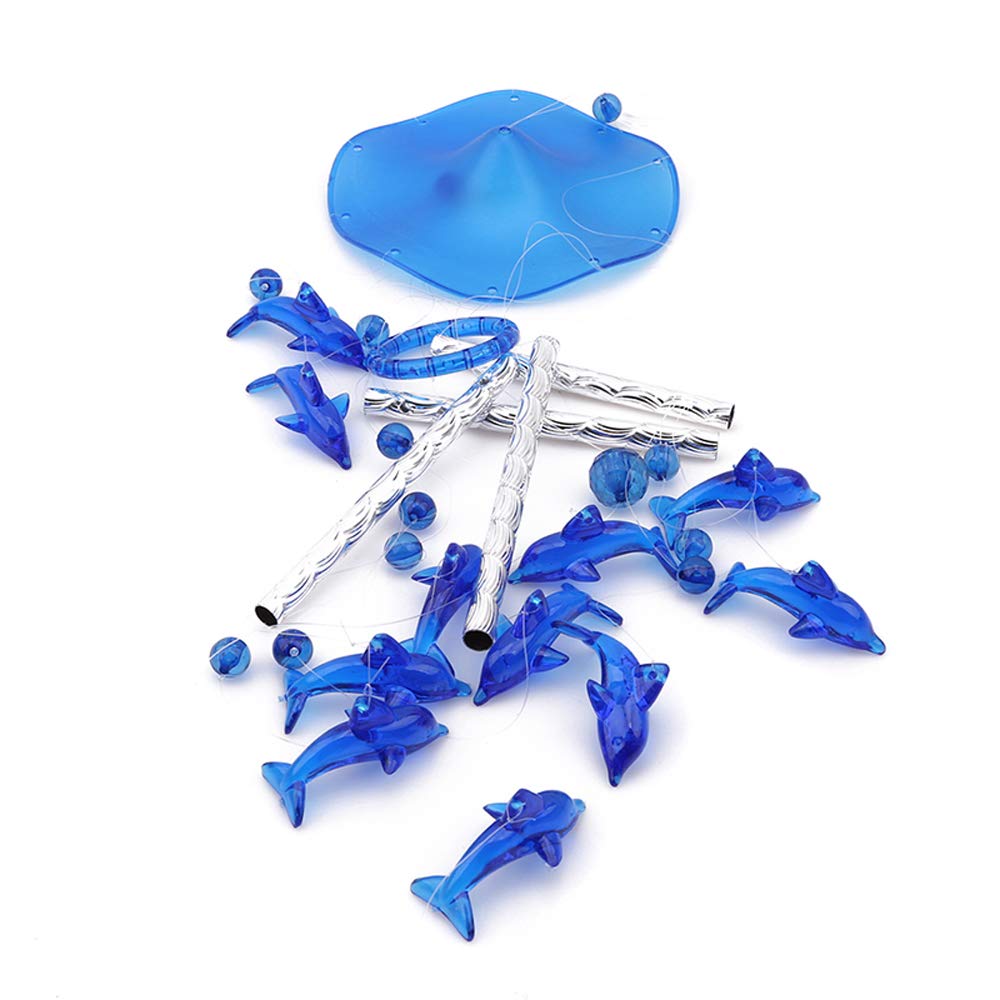 Blue Acrylic Dolphin Wind Chimes - Outdoor & Indoor Hanging Decor for Garden, Yard, Patio - Perfect Gift for Friends, Housewarming, Festivals & Parties - Creates Soothing Sounds for Relaxation & Home Ambiance