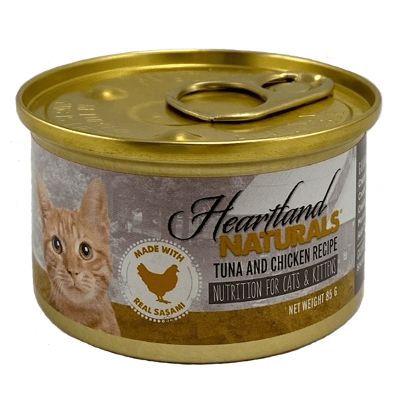 Heartland Naturals Tuna & Chicken Recipe Canned Cat Food - Grain-Free Wet Food for Adult Cats & Kittens - High Protein Nutrition for Healthy Growth - Perfect for Mealtime, Travel & Emergency Kits