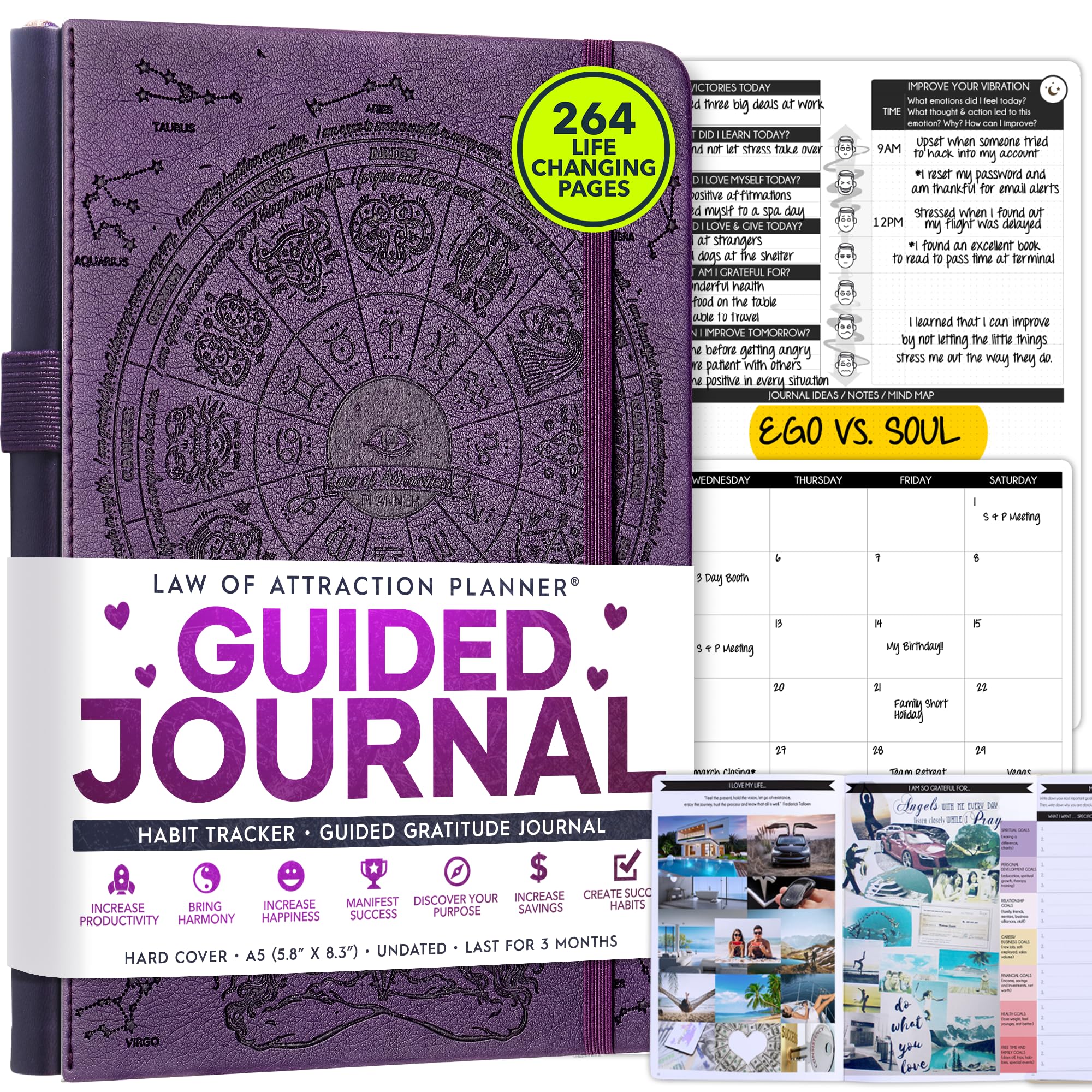 5-Minute Daily Gratitude & Mental Health Guided Journal - 90-Day Undated Planner for Positivity, Manifestation & Self-Care | Mindfulness & Reflection Journal with Vision Board & Stickers | Perfect for Daily Routine, Stress Relief & Personal Growth