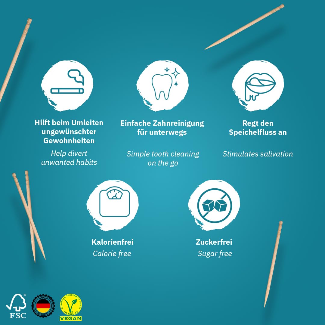 Flavored Toothpicks for Fresh Breath - Sugar-Free, Vegan, Stop Nail Biting - Portable Teeth Cleaning On The Go - Perfect for Travel, Office, and After Meals
