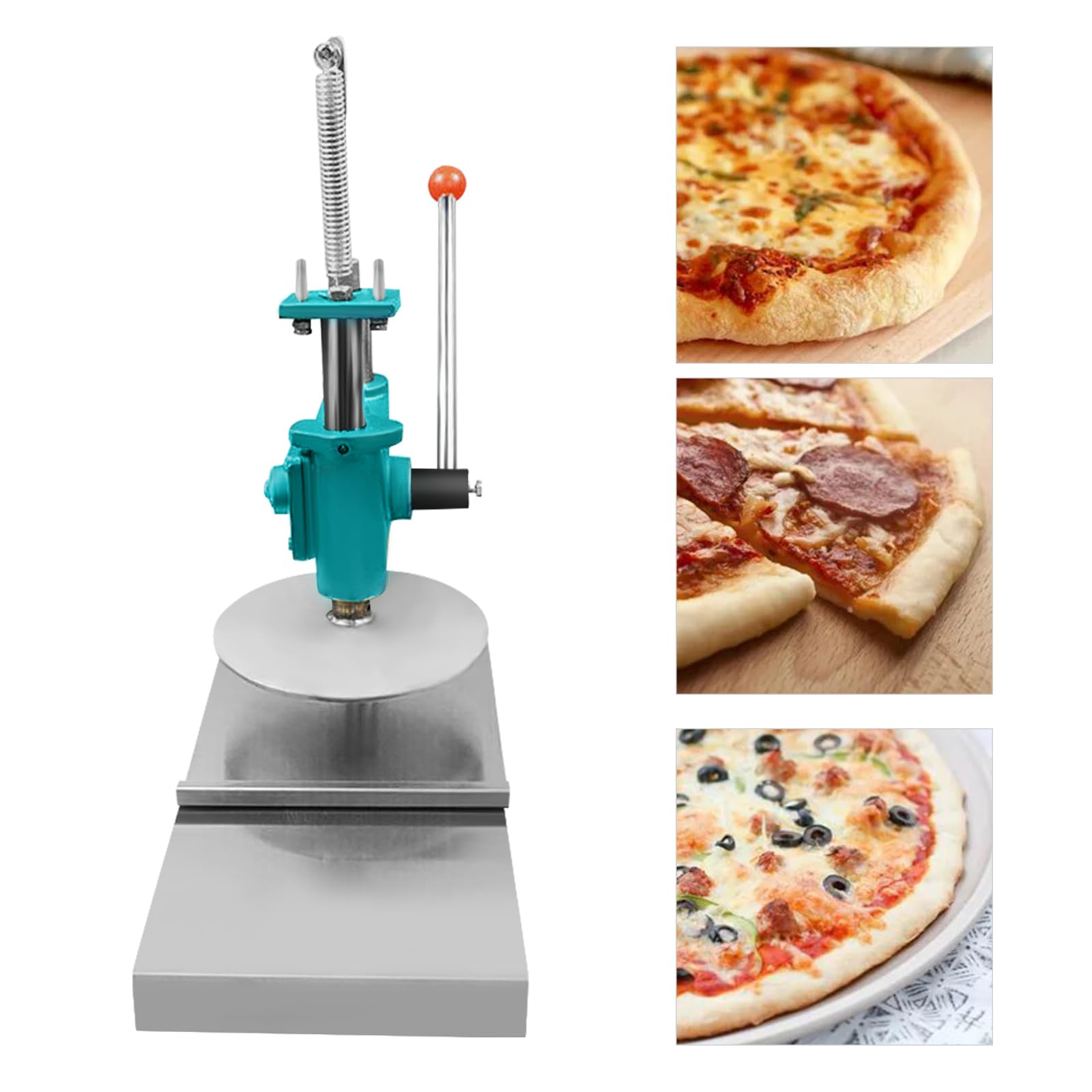 9.5 Inch Stainless Steel Pizza Dough Press Machine - Manual Pastry Press for Hand Pies, Bread Molds & Pie Crusts - 0.2-Inch Thickness - Perfect for Home & Commercial Kitchen Use - Ideal for Bakeries, Restaurants and Pizza Shops