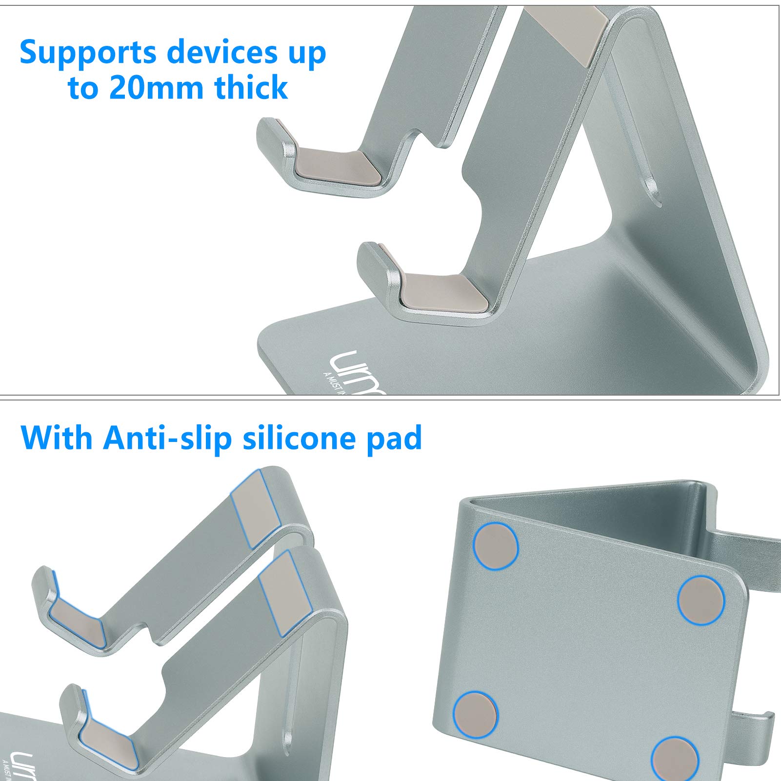 Urmust Phone Stand for iPhone 15 14 13 12 & Tablets - Desk Holder for Work & Video Calls