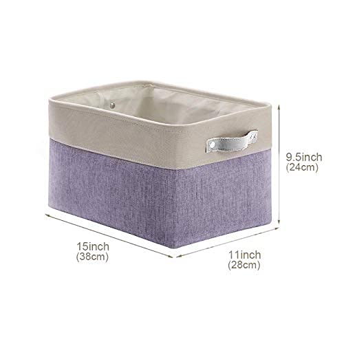 DECOMOMO Large Fabric Storage Bins - 3 Pack Purple & White Closet Organizer Baskets for Shelves, Toys, Nursery & Home Organization | Perfect for Bedroom, Playroom & Linen Closet Storage Solutions
