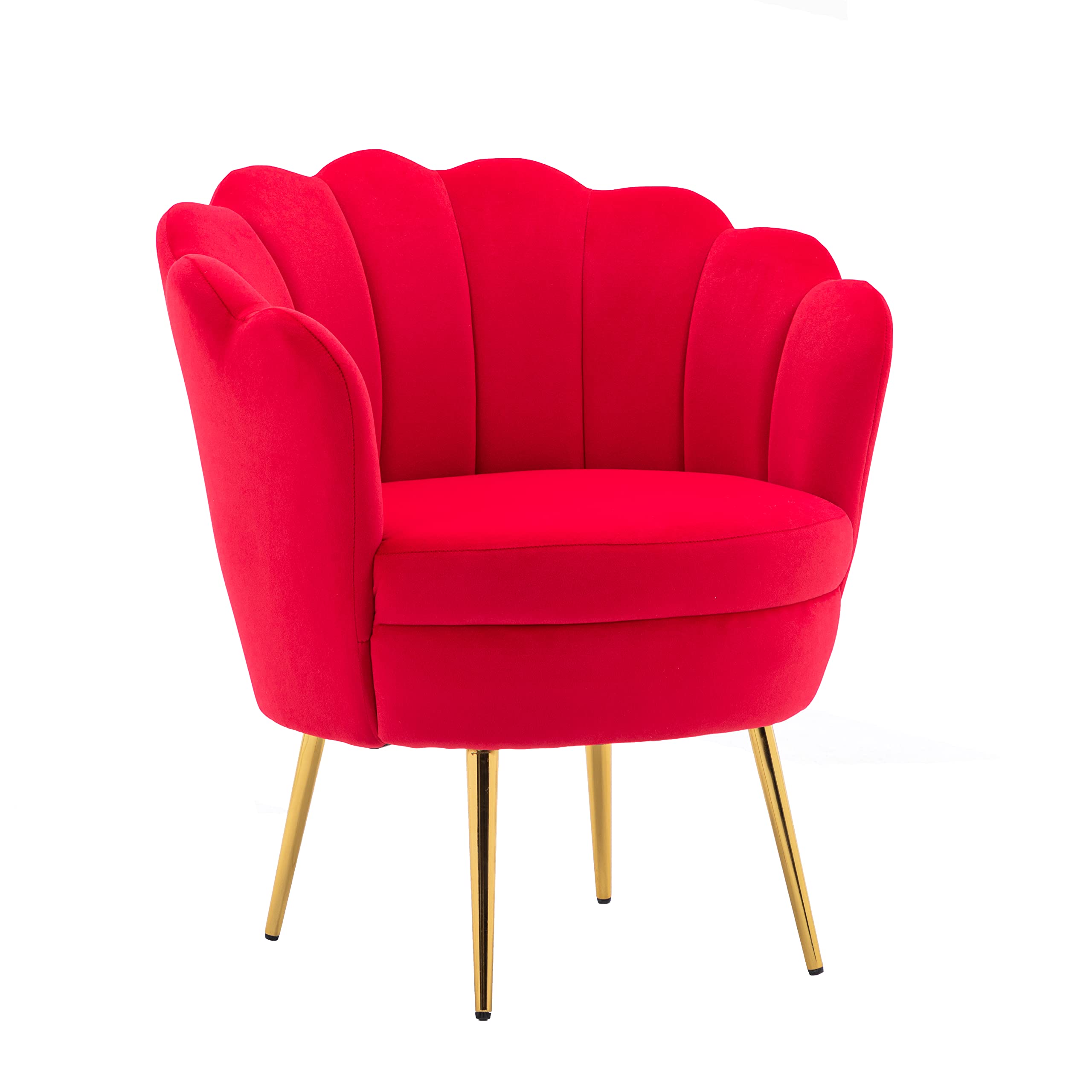 ZOBIDO Modern Velvet Accent Chair - Upholstered Armchair with Golden Metal Legs for Bedroom, Living Room & Dining Room | Comfy Makeup Vanity Chair & Stylish Desk Chair (Red)