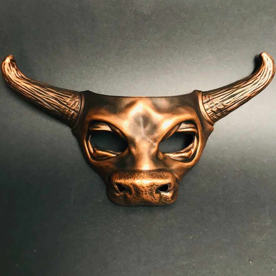Bull Horn Mask - Copper Plated Viking Helmet for Cosplay, Halloween Costume & Medieval LARP Accessories | Perfect for Costume Parties, Renaissance Fairs & Theatrical Performances