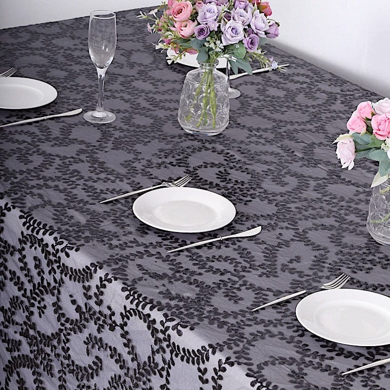 90x156 Inches Elegant Sheer Tulle Rectangular Tablecloth with Embroidered Sequins - Perfect for Wedding Decor, Party Banquet, and Formal Dining Events