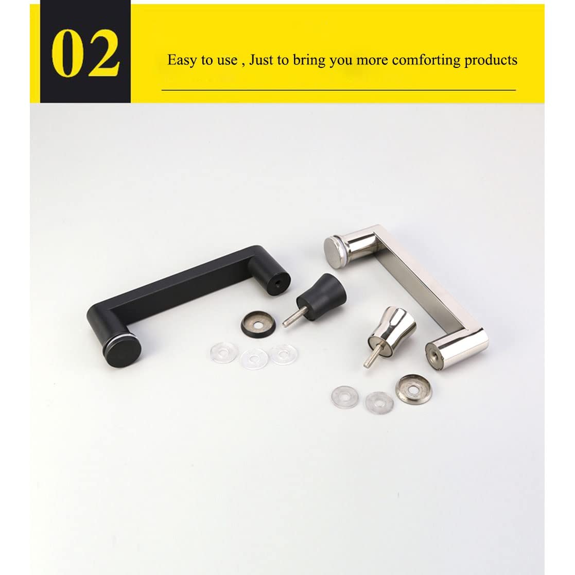 Stainless Steel 304 Shower Door Handle - 145mm Hole Spacing, Black Bathroom Glass Door Handle for Shower Enclosures & Bathroom Doors
