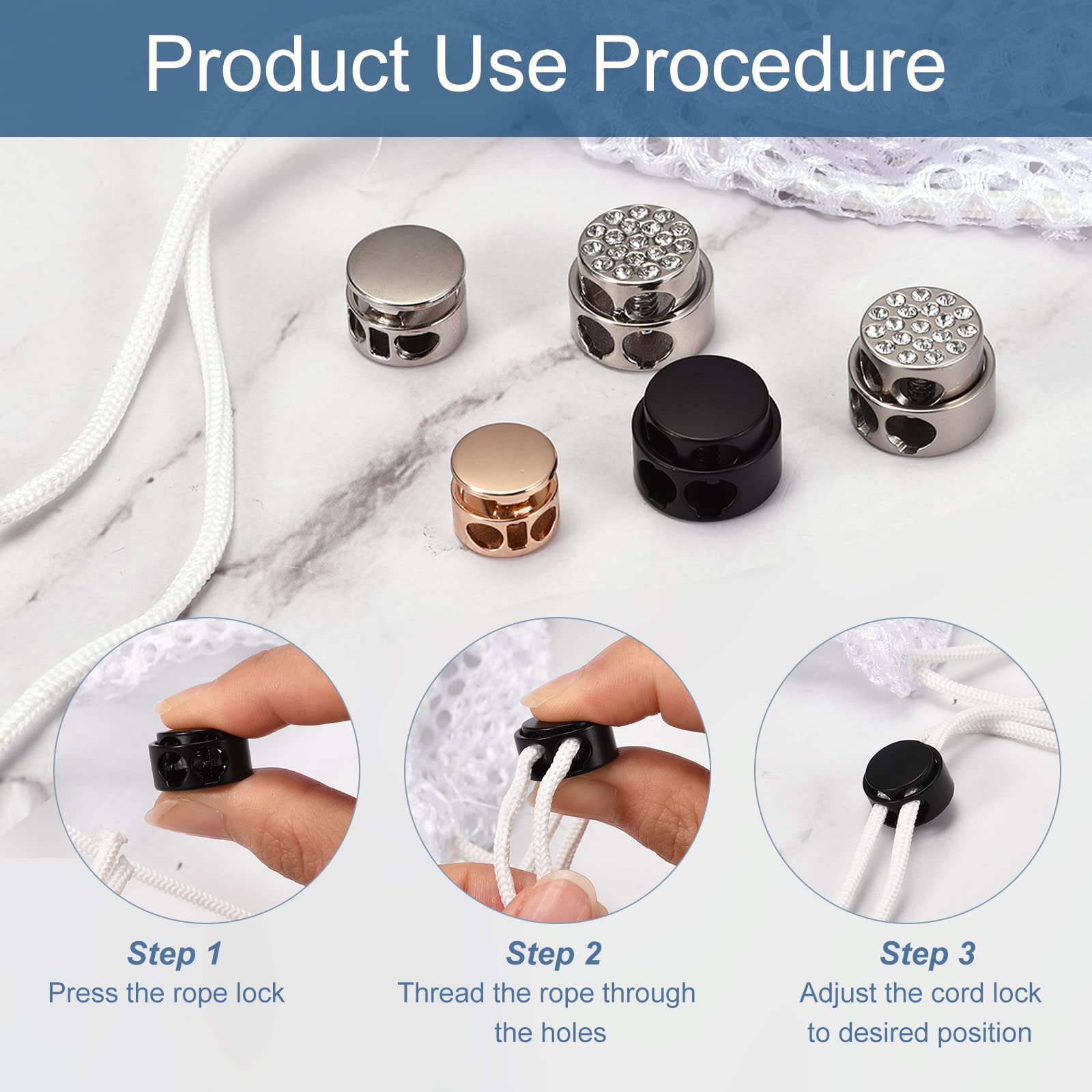 8Pcs Metal Cord Locks for Backpacks & Clothing - 3mm Double Hole Slider Fastener - Silver Tone