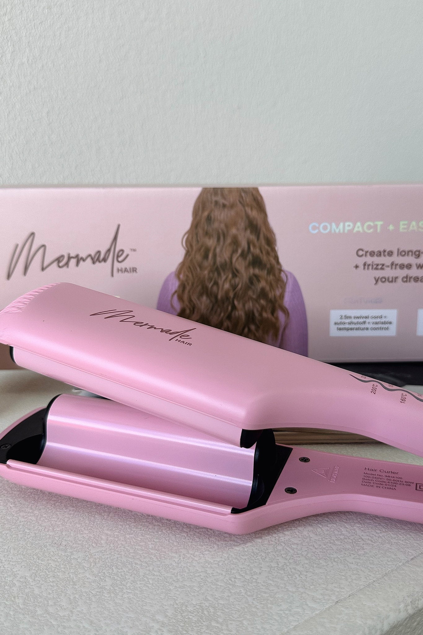 Mermade Double Waver Hair Curler - Pink | Professional Beach Waves Styler for Long & Short Hair | Perfect for Salon, Home Use & Travel