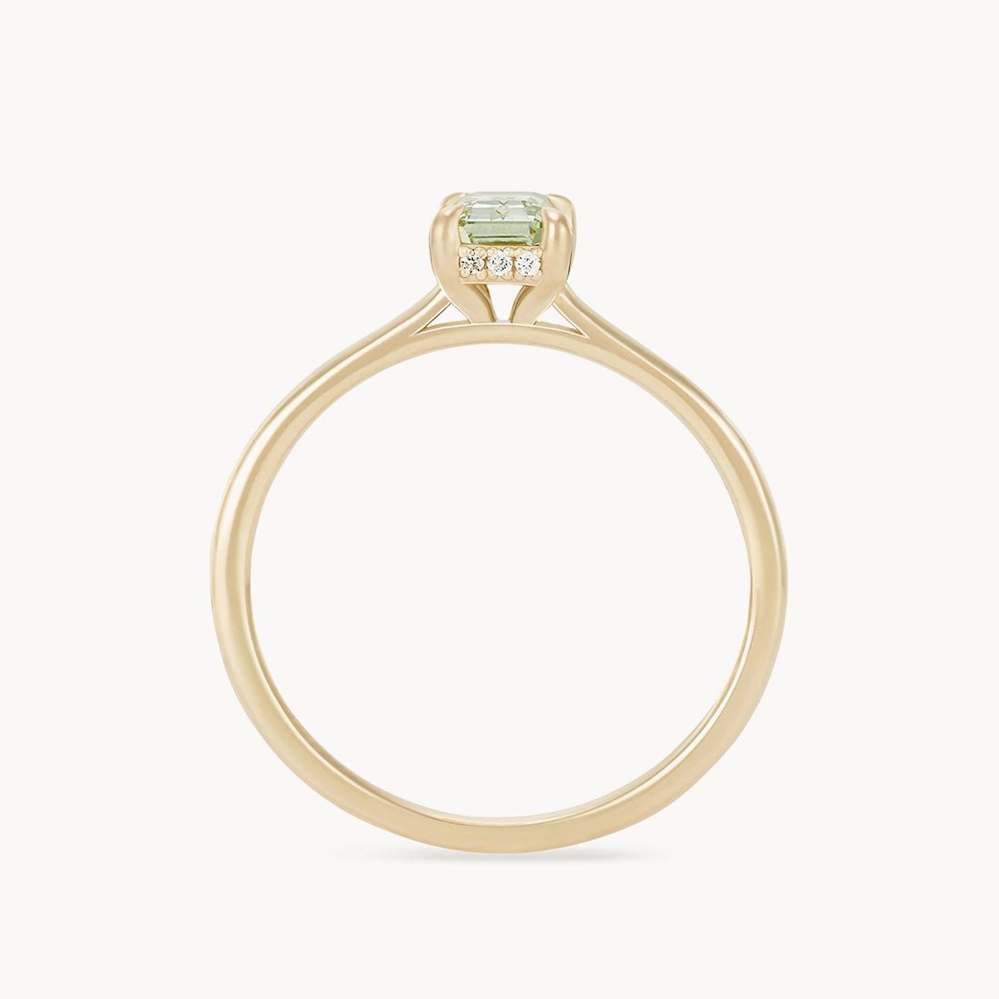 Unique 14K Yellow Gold Ring with Green Baguette Sapphire – Handcrafted One-of-a-Kind Jewelry for Women, Perfect for Weddings, Anniversaries & Special Occasions