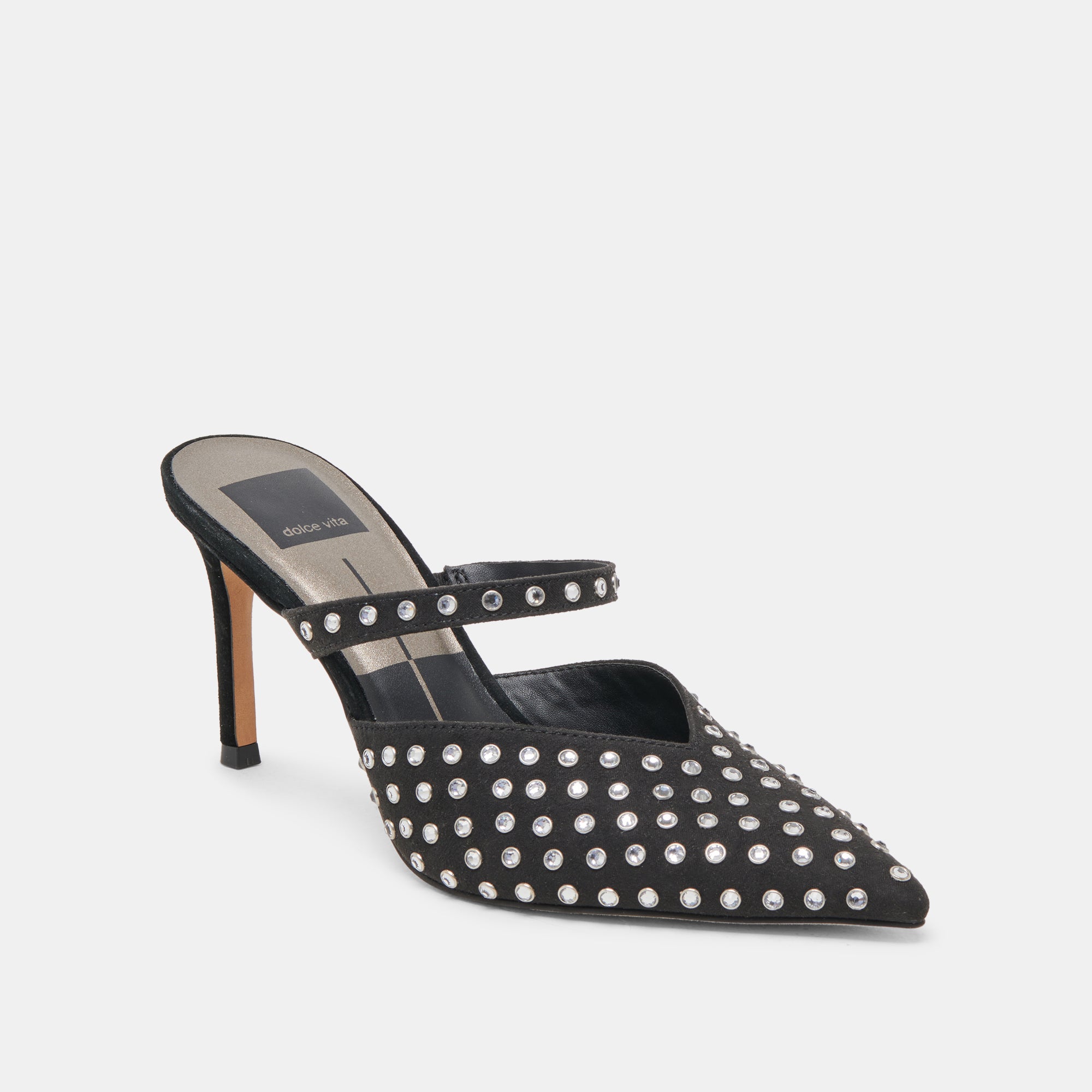 KANIKA Black Crystal Stud Heels for Women - Elegant High Heels for Parties, Weddings & Evening Events