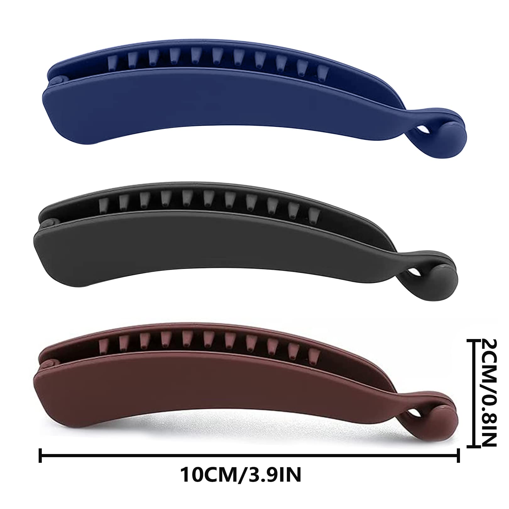 3 Pcs Banana Hair Clips - Non-Slip Fish Comb Hair Accessories for Women & Girls - Strong Hold Ponytail Maker Plastic Clips (11cm, Black/Blue/Red) - Perfect for School, Work, Gym & Everyday Styling