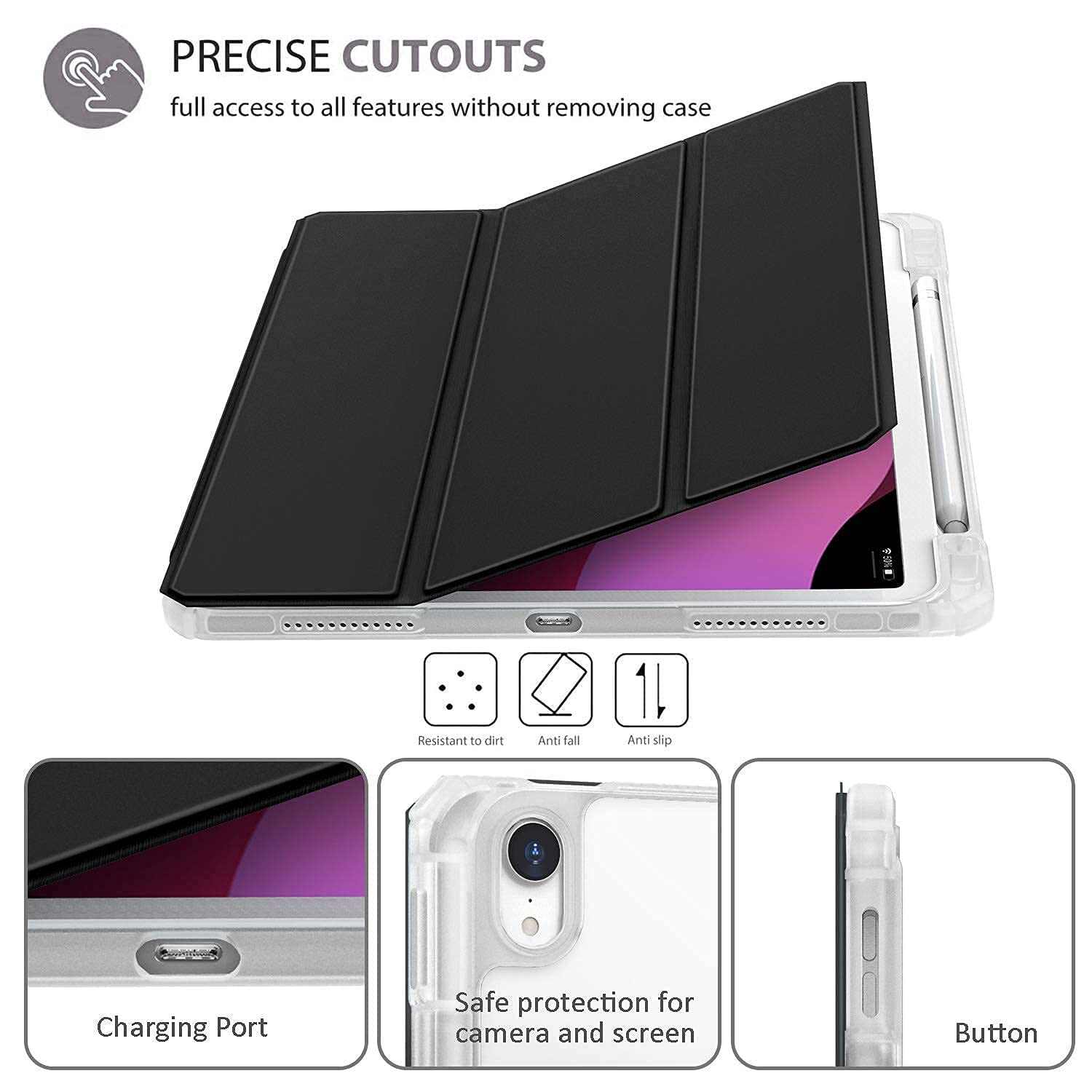 Gahwa Protective Case for iPad Air 4th Generation (2020 Model) 10.9 Inch - Slim Fit Shockproof Cover with Auto Sleep/Wake - Perfect for Work, School & Travel