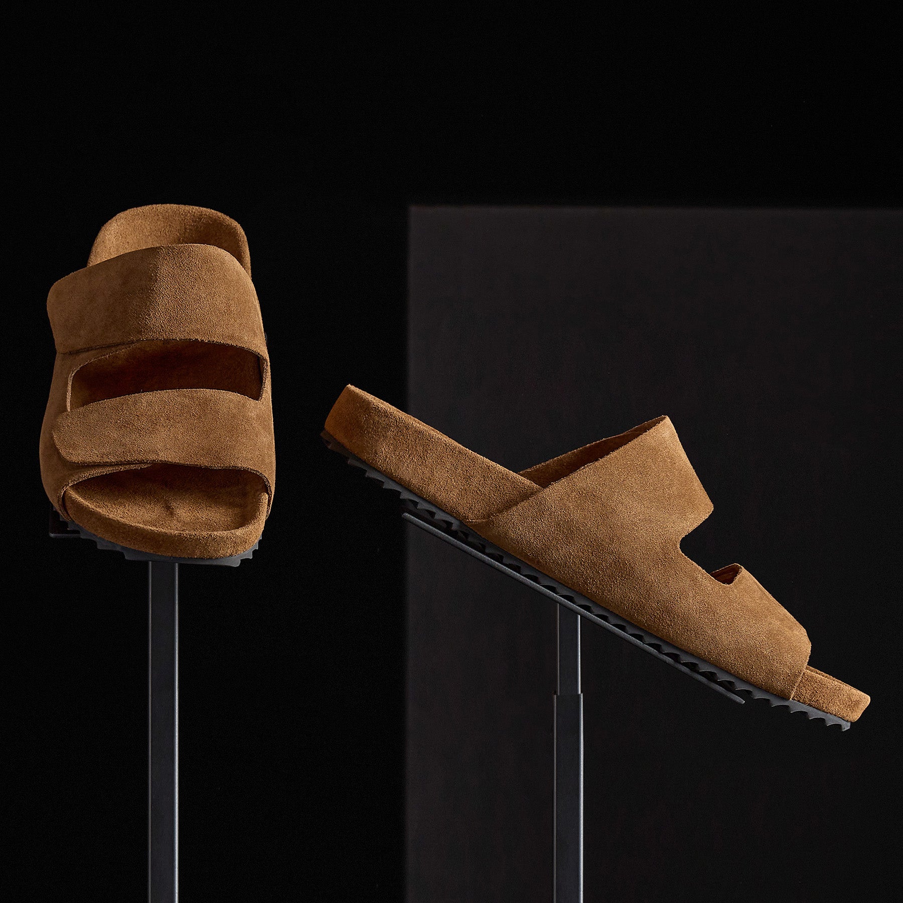 Men's Comfortable Double Strap Suede Slide Sandals - Tobacco Brown | Casual Summer Shoes for Beach, Pool & Home Relaxation