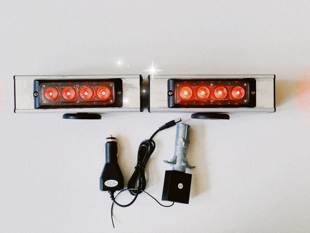 Wireless LED Tow Lights with Red Stop/Tail/Turn Signals - High Power Magnetic Base & 4-Pin Round Transmitter - USA Warranty & Lifetime Service - Perfect for Trailers, Trucks & Emergency Vehicles