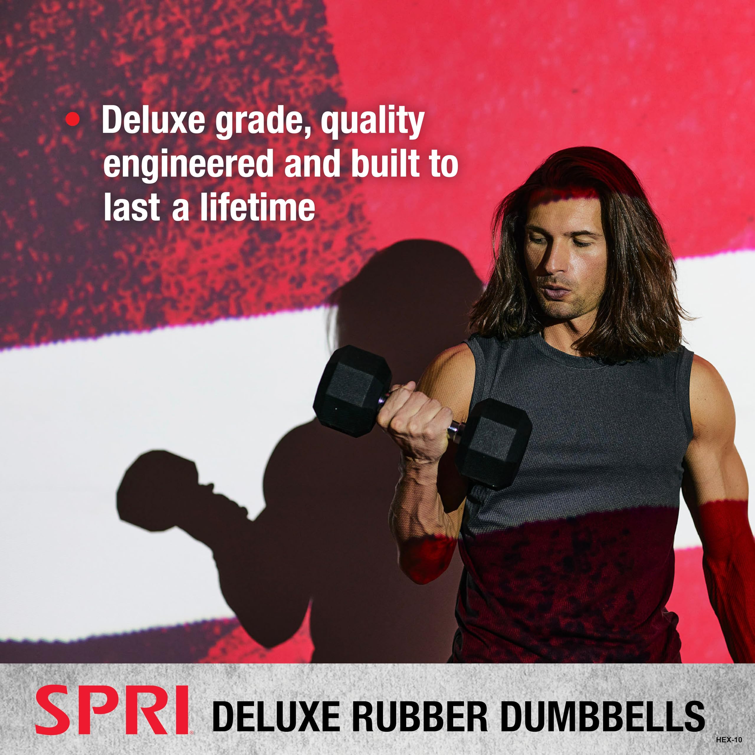 Rubber Hex Dumbbell Set of 2 - Chrome Handle Free Weights for Home Gym & Strength Training - Perfect for Full-Body Workouts, HIIT, CrossFit & Weight Lifting for Men & Women